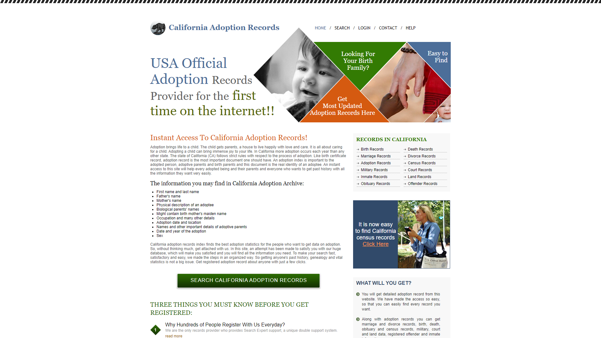 California State Adoption records. Online CA Adoption Record.