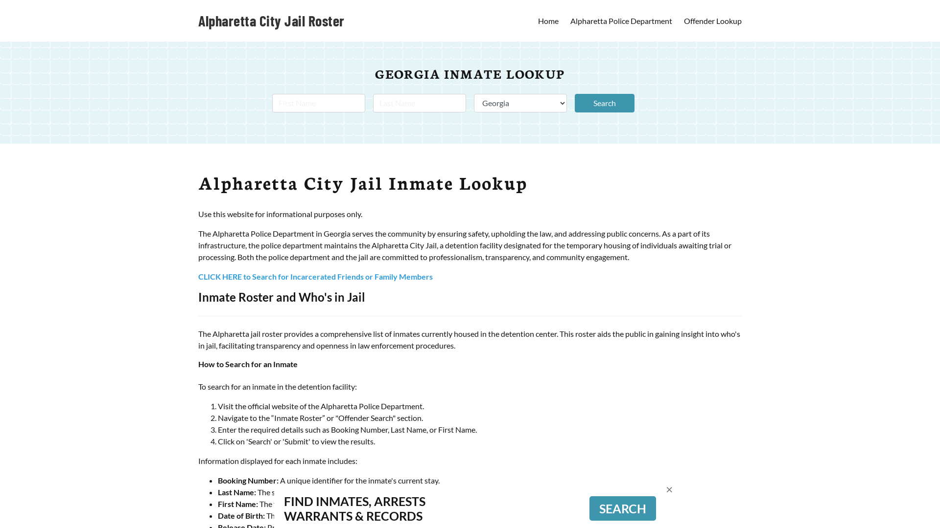 Alpharetta City Jail, GA Inmate Search, Jail Roster, Bookings