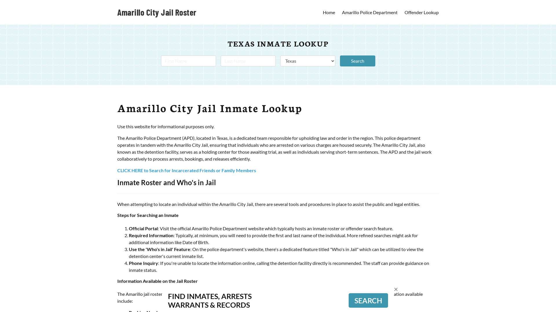 Amarillo City Jail, TX Inmate Search, Jail Roster, Bookings