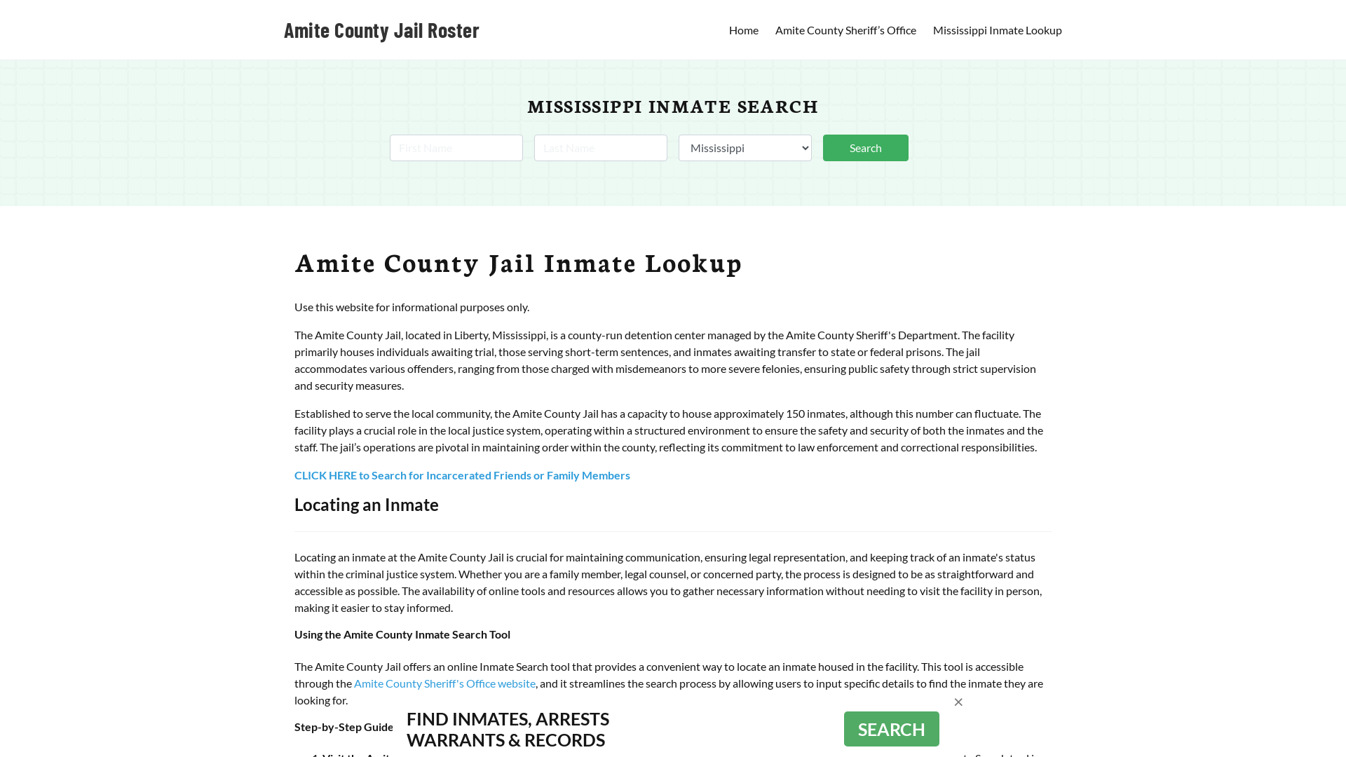 Amite County Jail Roster Lookup, MS, Inmate Search