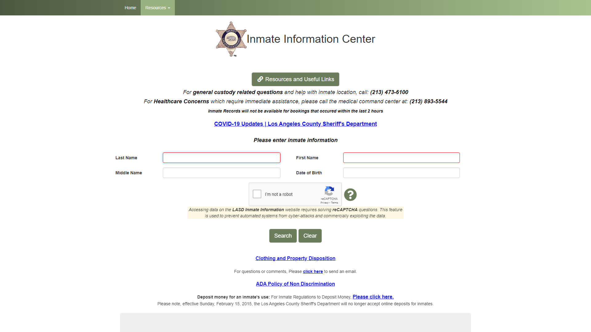 Portal Home - Inmate Information Center