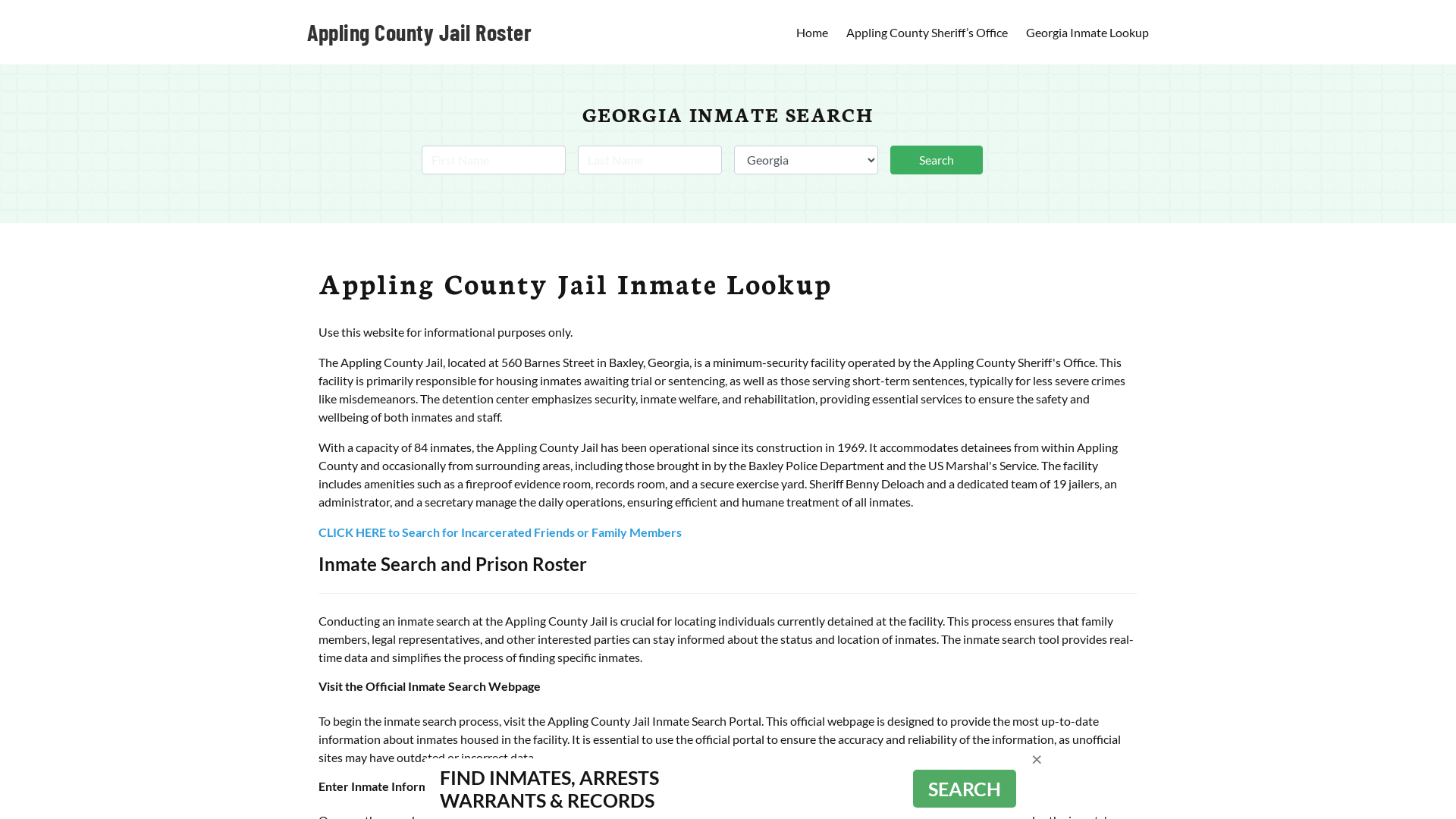 Appling County Jail Roster Lookup, GA, Inmate Search