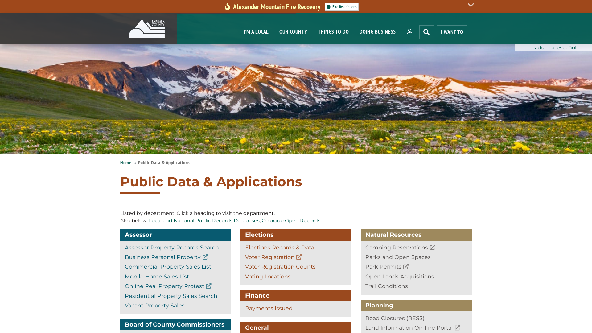 Public Data & Applications | Larimer County