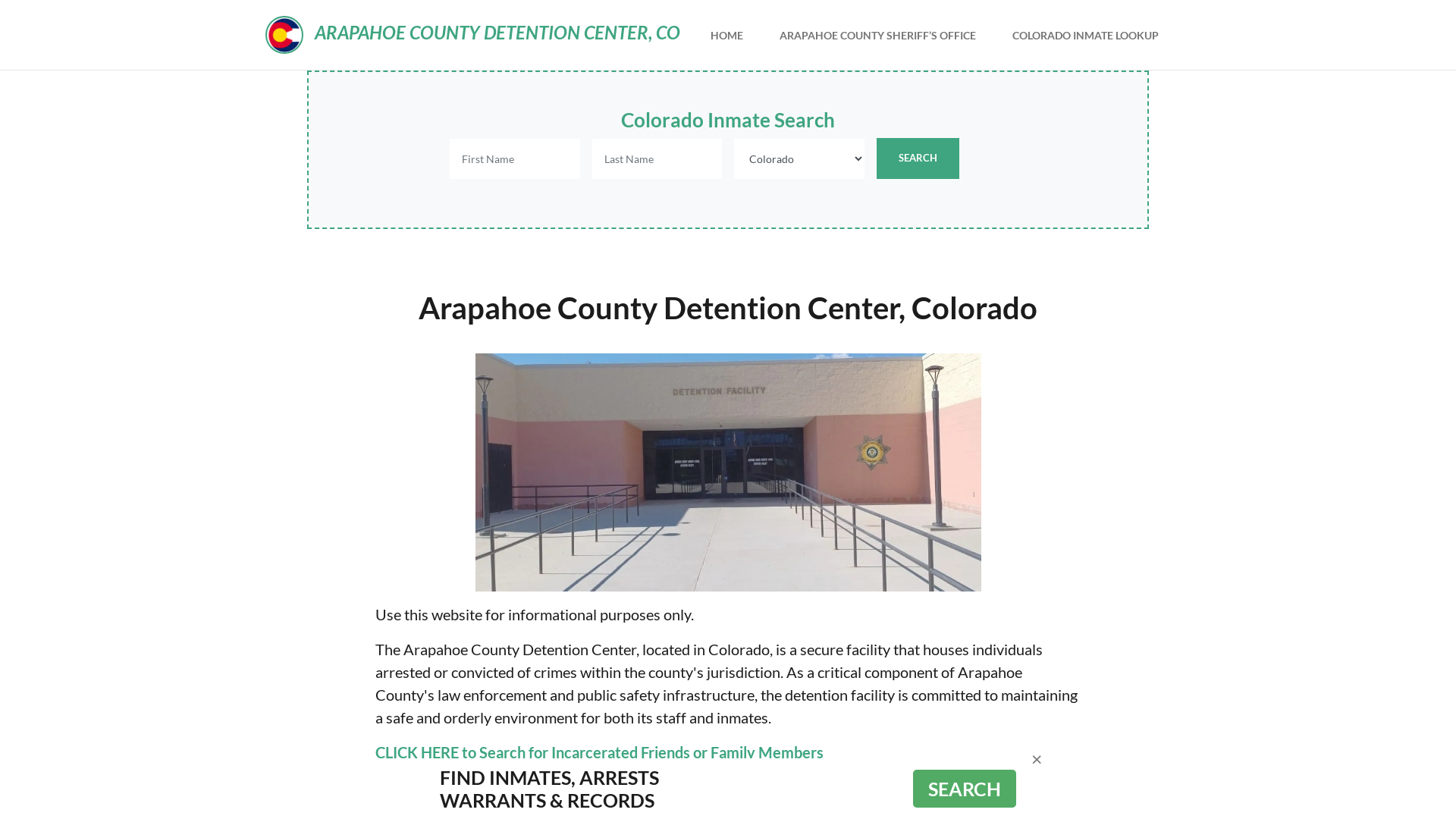 Arapahoe County Detention Center, CO Inmate Roster, Offender Search