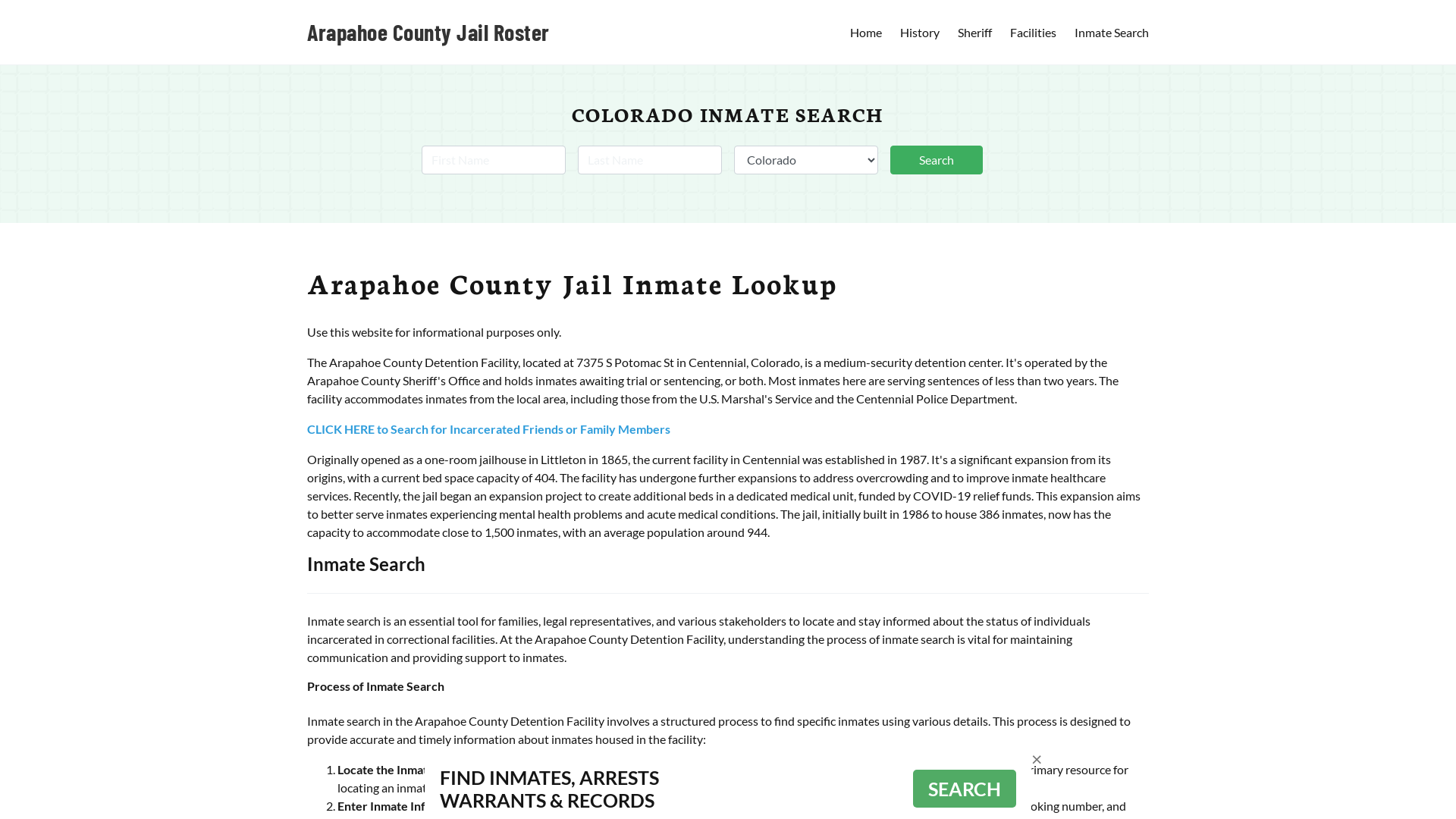 Arapahoe County Jail Roster Lookup, CO, Inmate Search