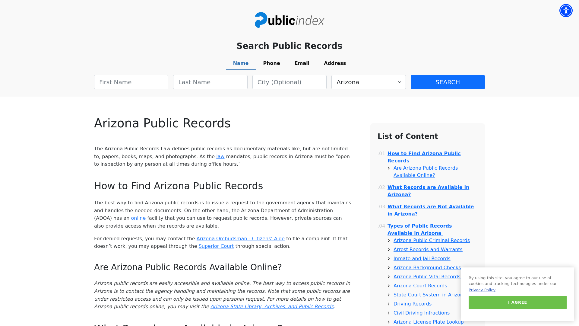 Arizona Public Records Online - ThePublicIndex