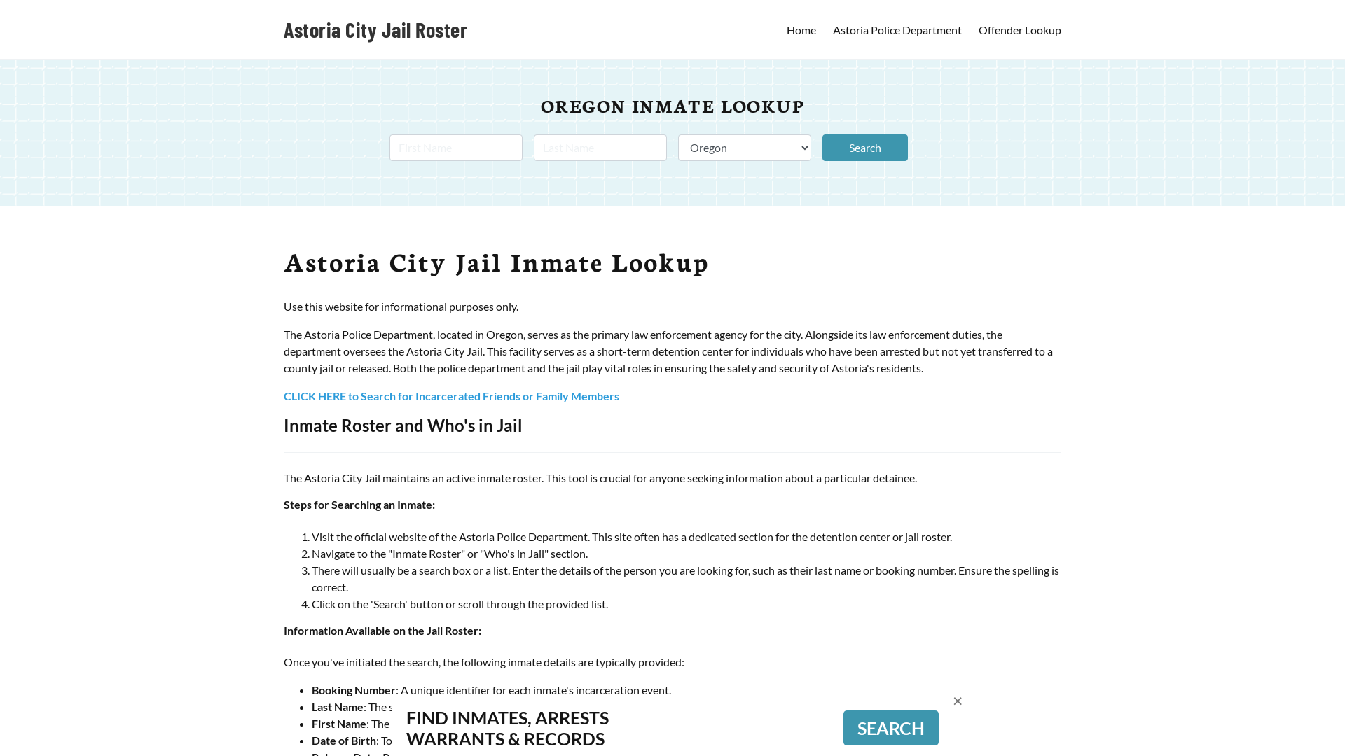 Astoria City Jail, OR Inmate Search, Jail Roster, Bookings