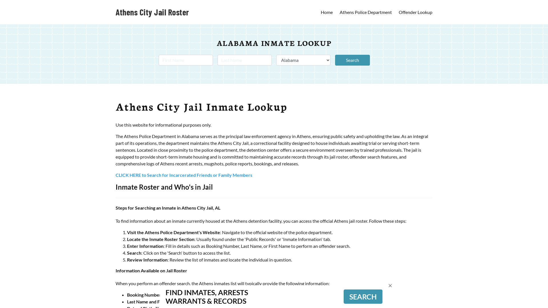 Athens City Jail, AL Inmate Search, Jail Roster, Bookings