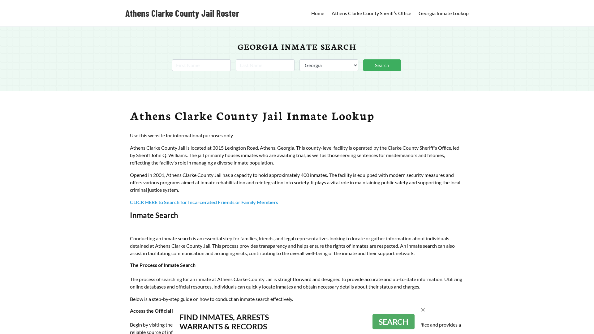 Athens Clarke County Jail Roster Lookup, GA, Inmate Search