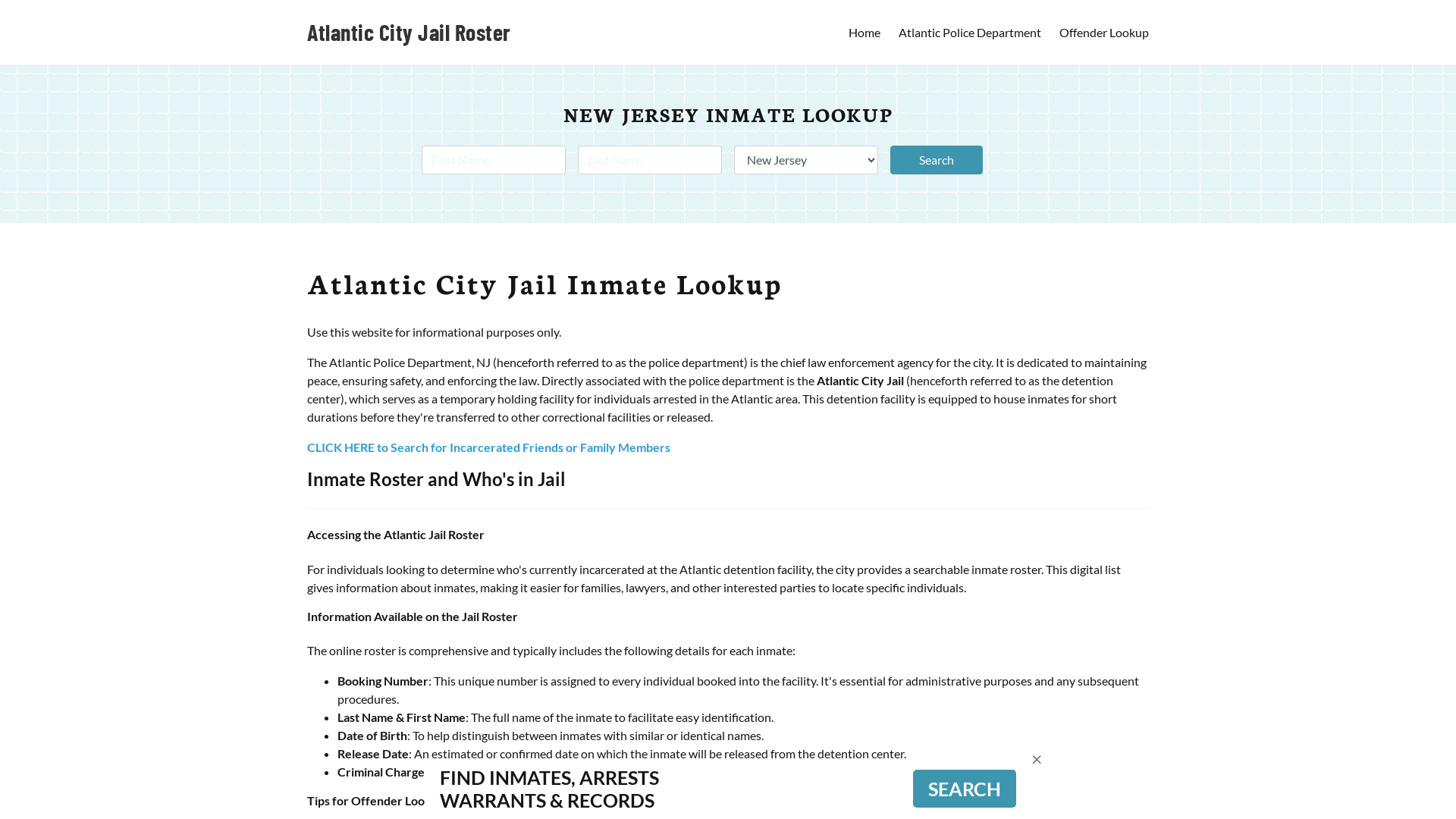 Atlantic City Jail, NJ Inmate Search, Jail Roster, Bookings