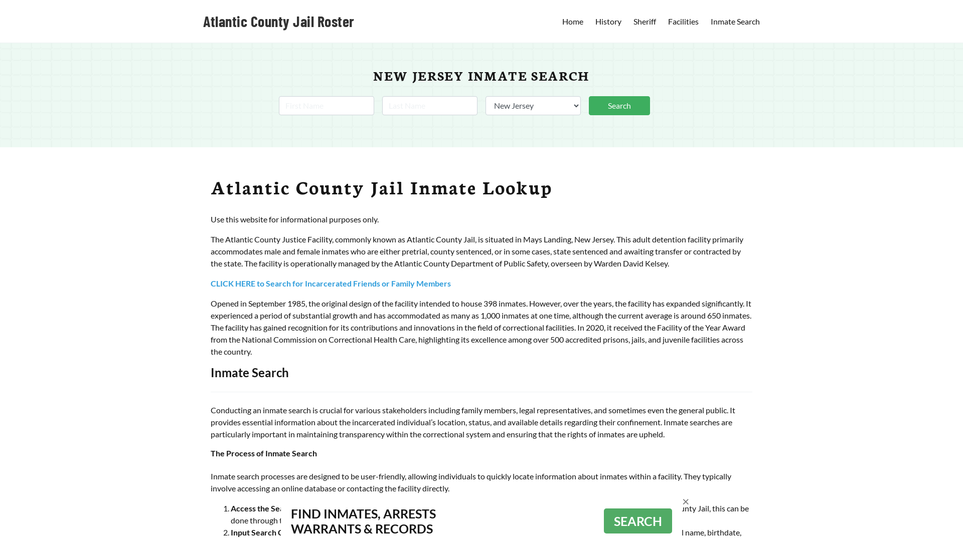 Atlantic County Jail Roster Lookup, NJ, Inmate Search