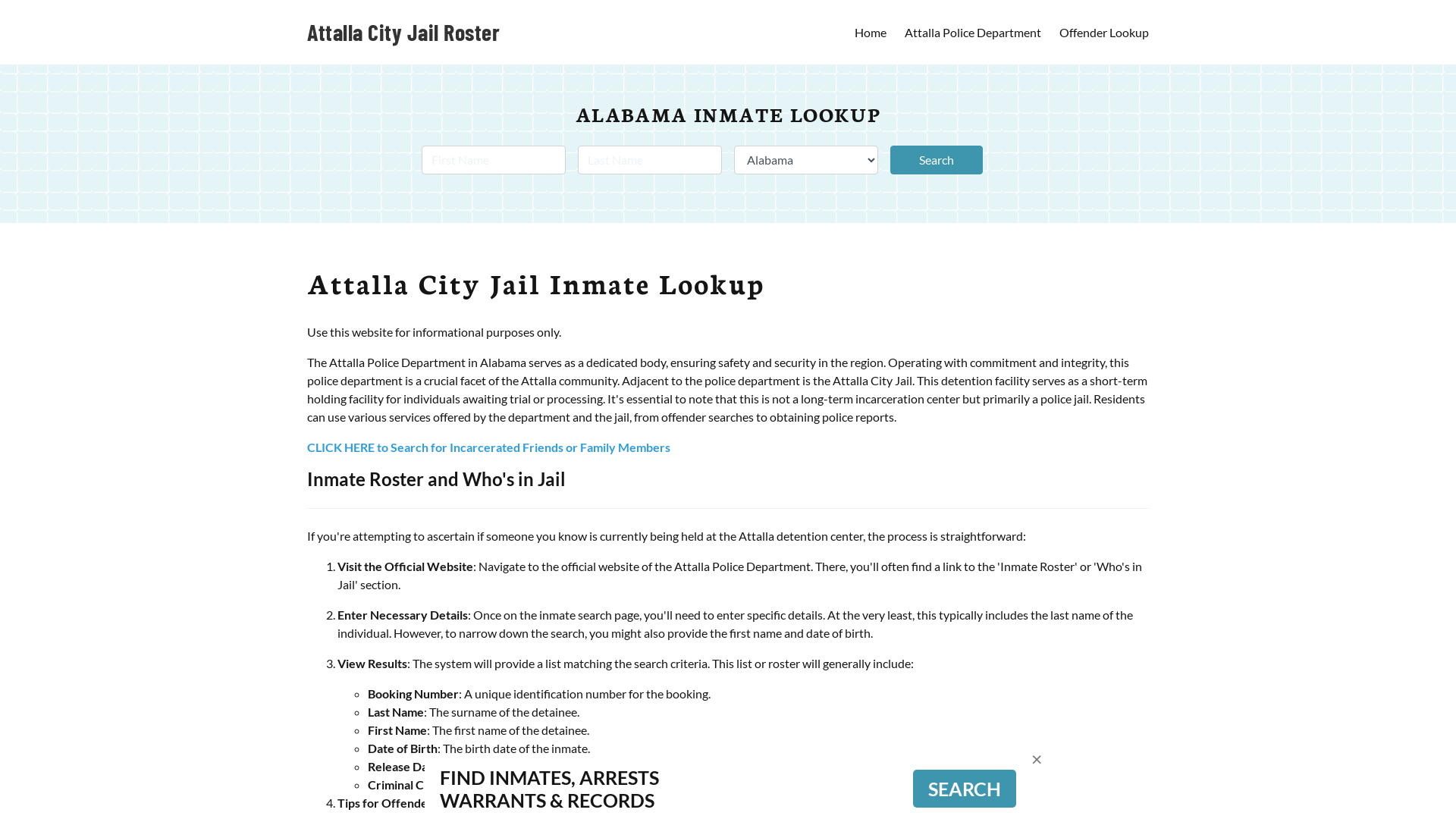 Attalla City Jail, AL Inmate Search, Jail Roster, Bookings