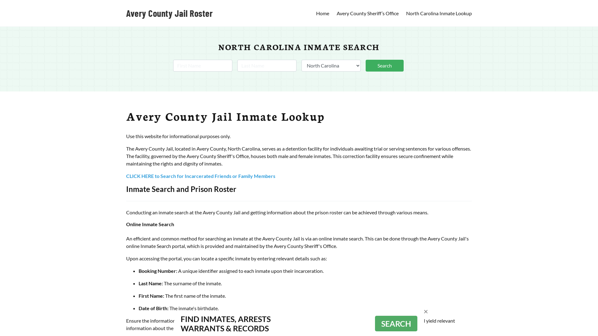 Avery County Jail Roster Lookup, NC, Inmate Search