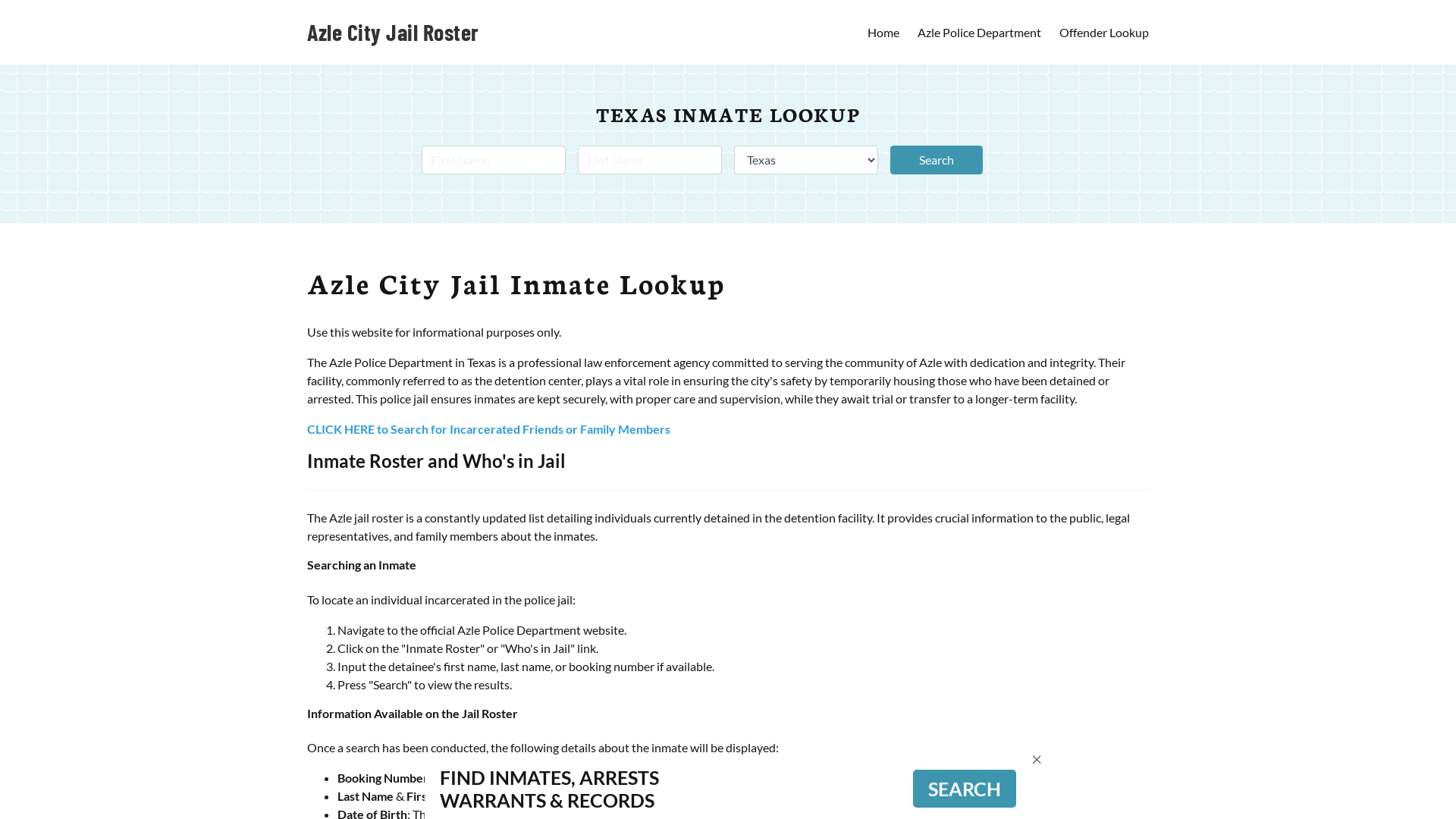 Azle City Jail, TX Inmate Search, Jail Roster, Bookings