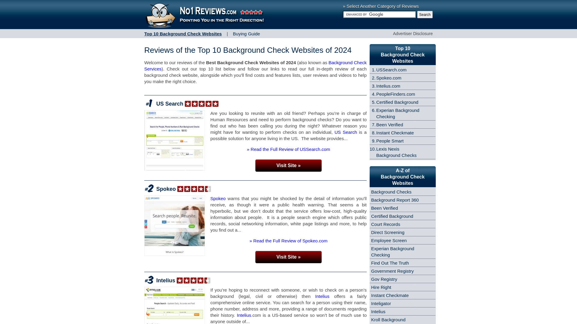 Top 10 Background Check Websites 2024 - Reviews, Costs & Features