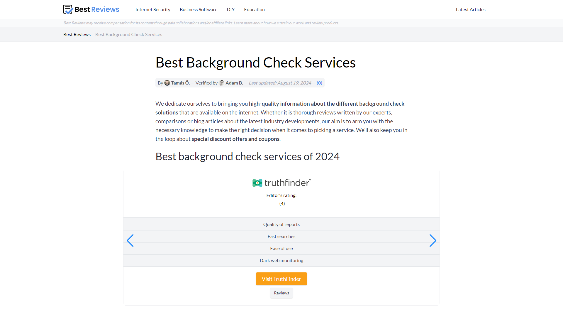 Best Background Check Services Reviews of 2024 - Best Reviews