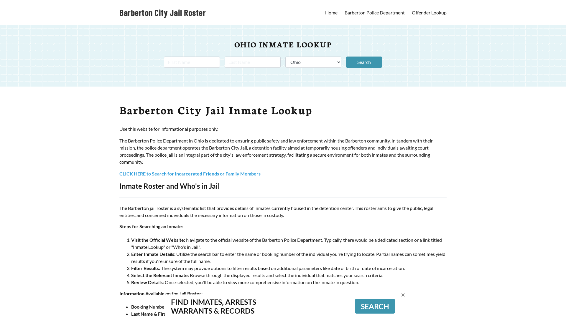 Barberton City Jail, OH Inmate Search, Jail Roster, Bookings