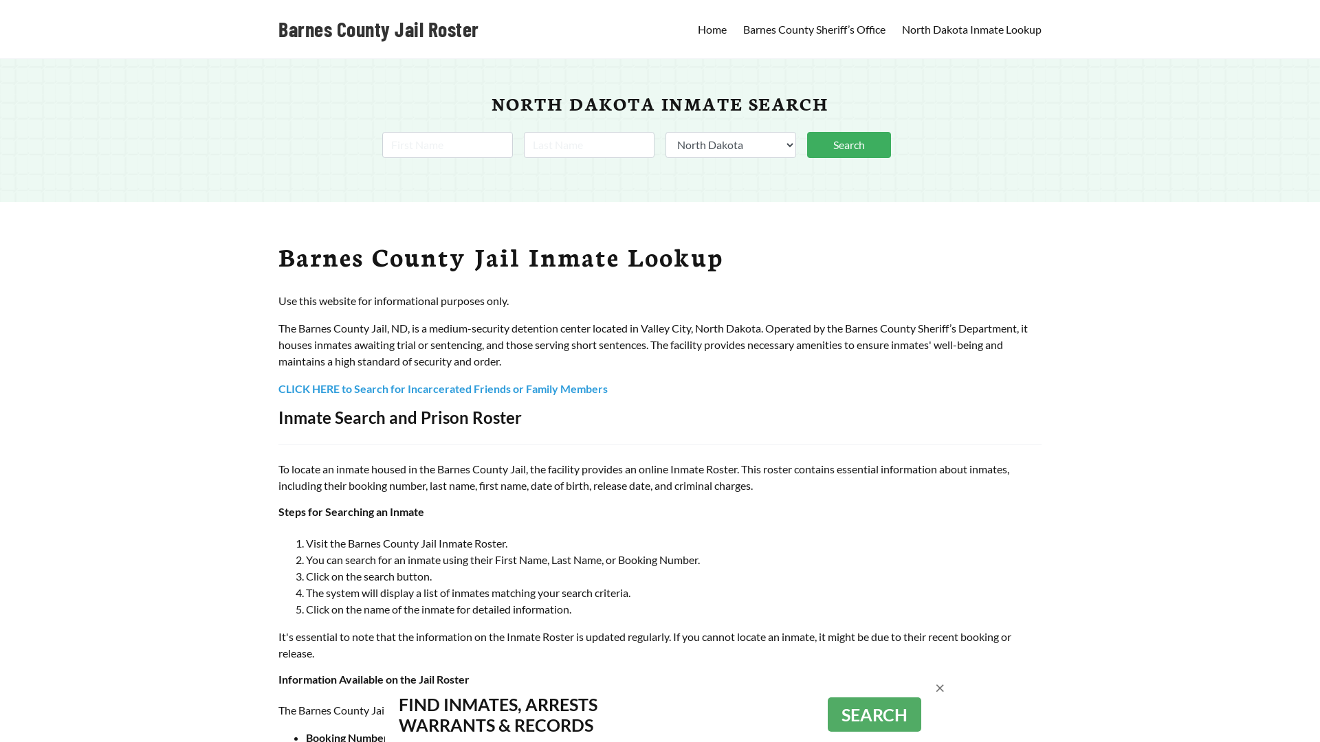 Barnes County Jail Roster Lookup, ND, Inmate Search