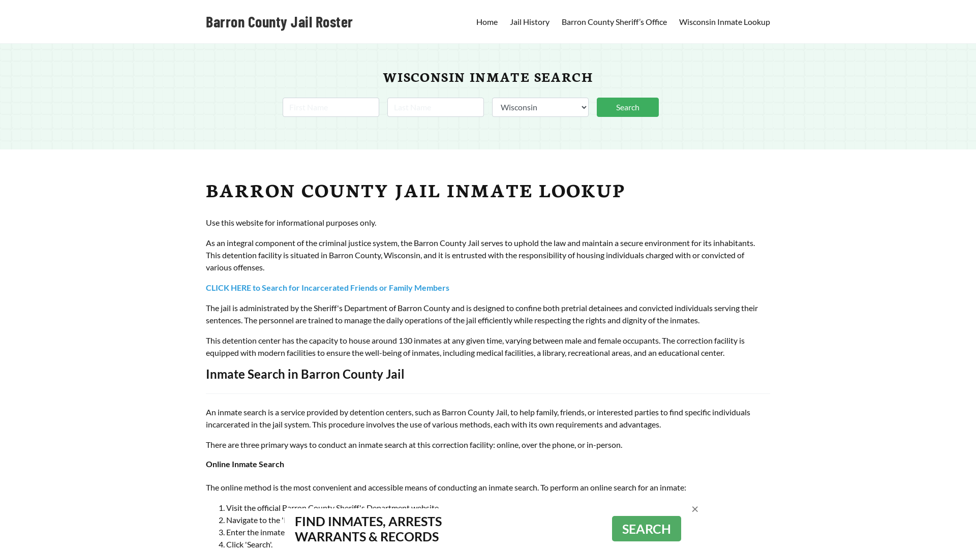 Barron County Jail Roster Lookup, WI, Inmate Search