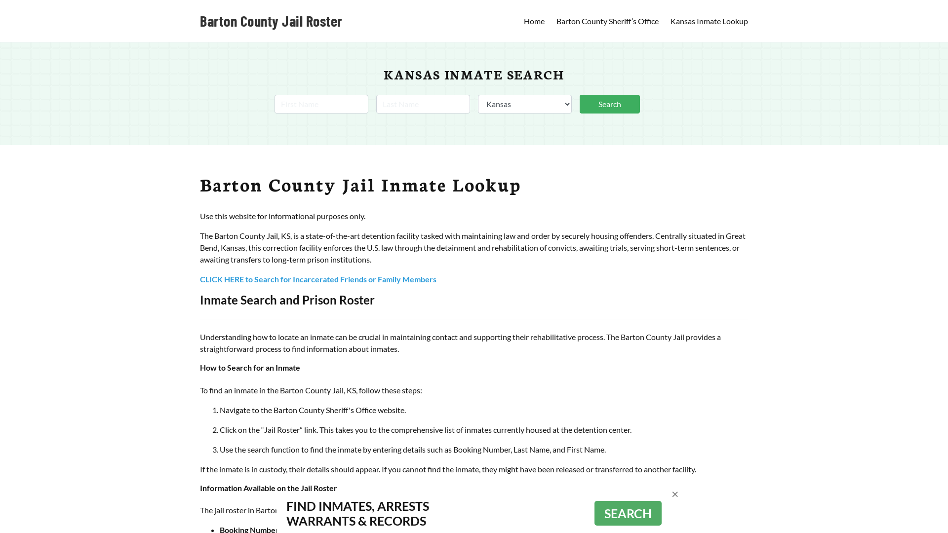 Barton County Jail Roster Lookup, KS, Inmate Search