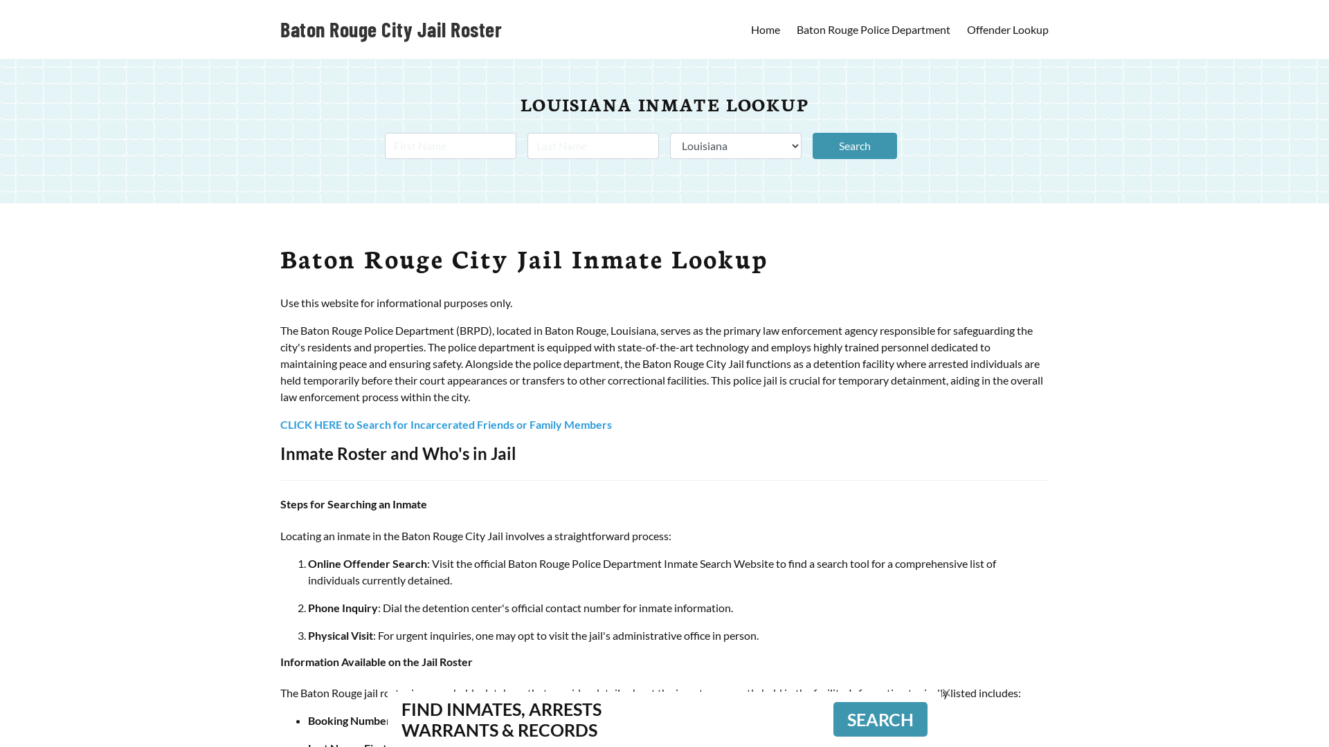 Baton Rouge City Jail, LA Inmate Search, Jail Roster, Bookings