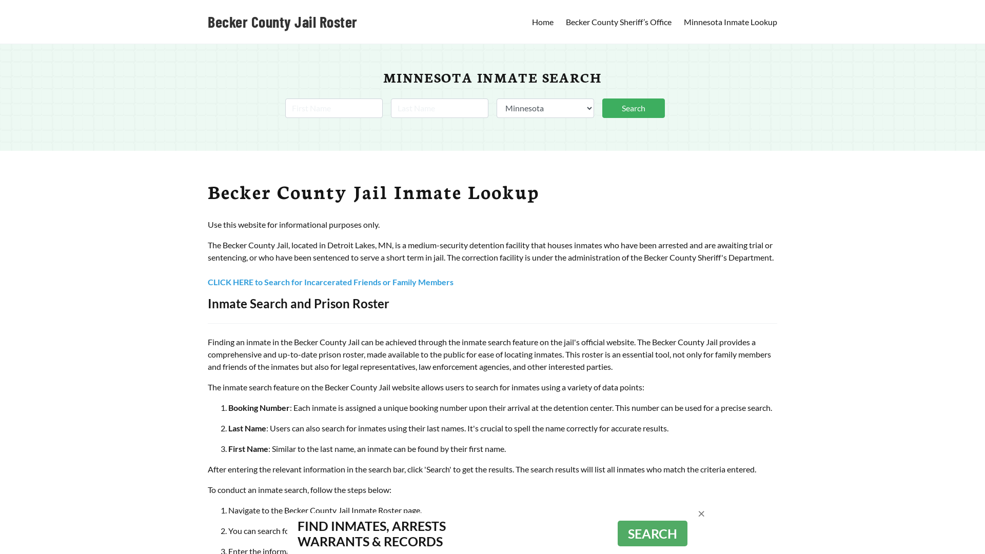 Becker County Jail Roster Lookup, MN, Inmate Search