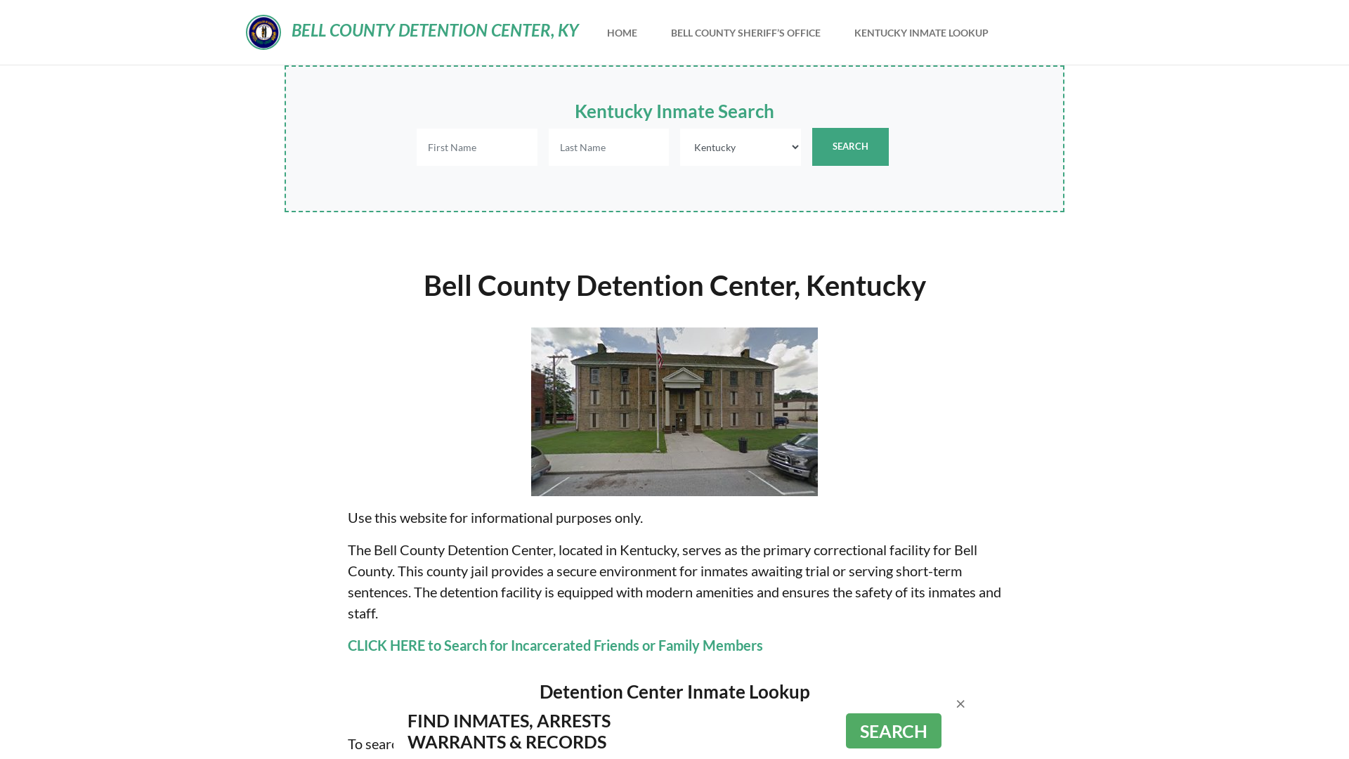 Bell County Detention Center, KY Inmate Roster, Offender Search