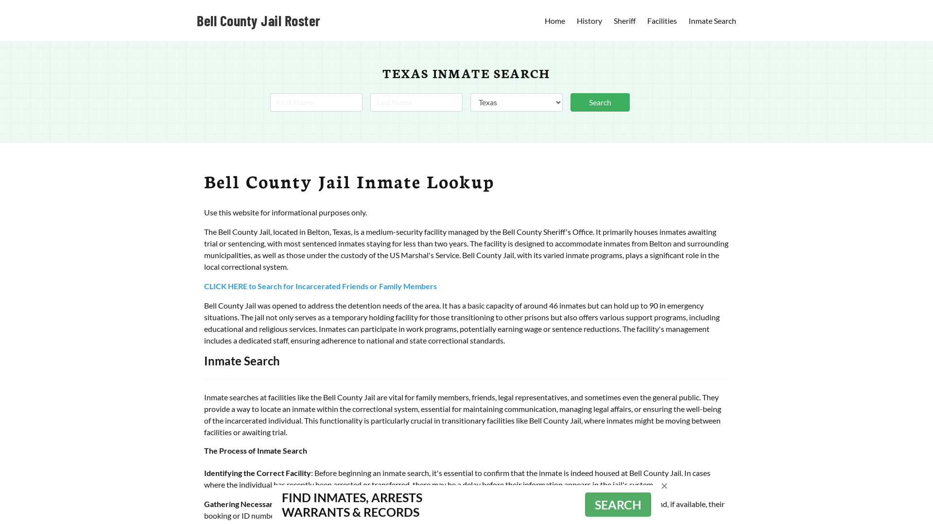 Bell County Jail Roster Lookup, TX, Inmate Search