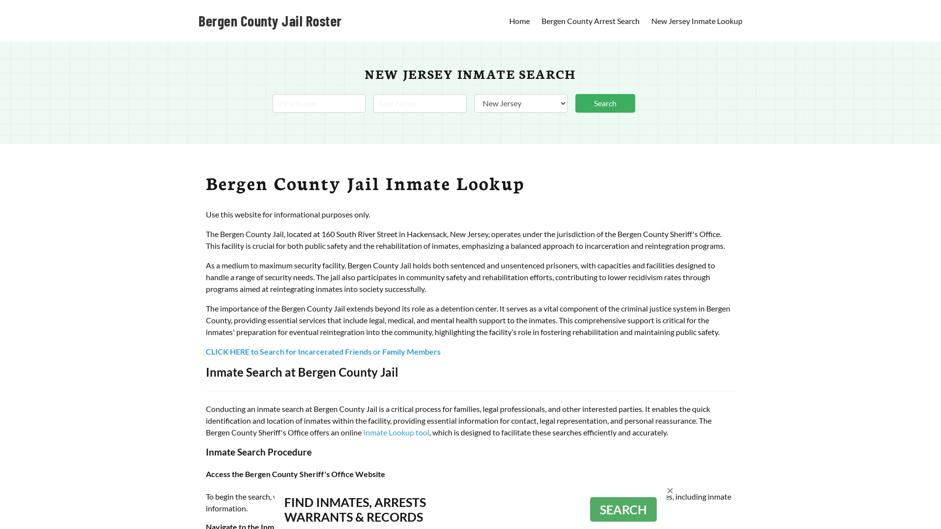 Bergen County Jail Roster Lookup, NJ, Inmate Search