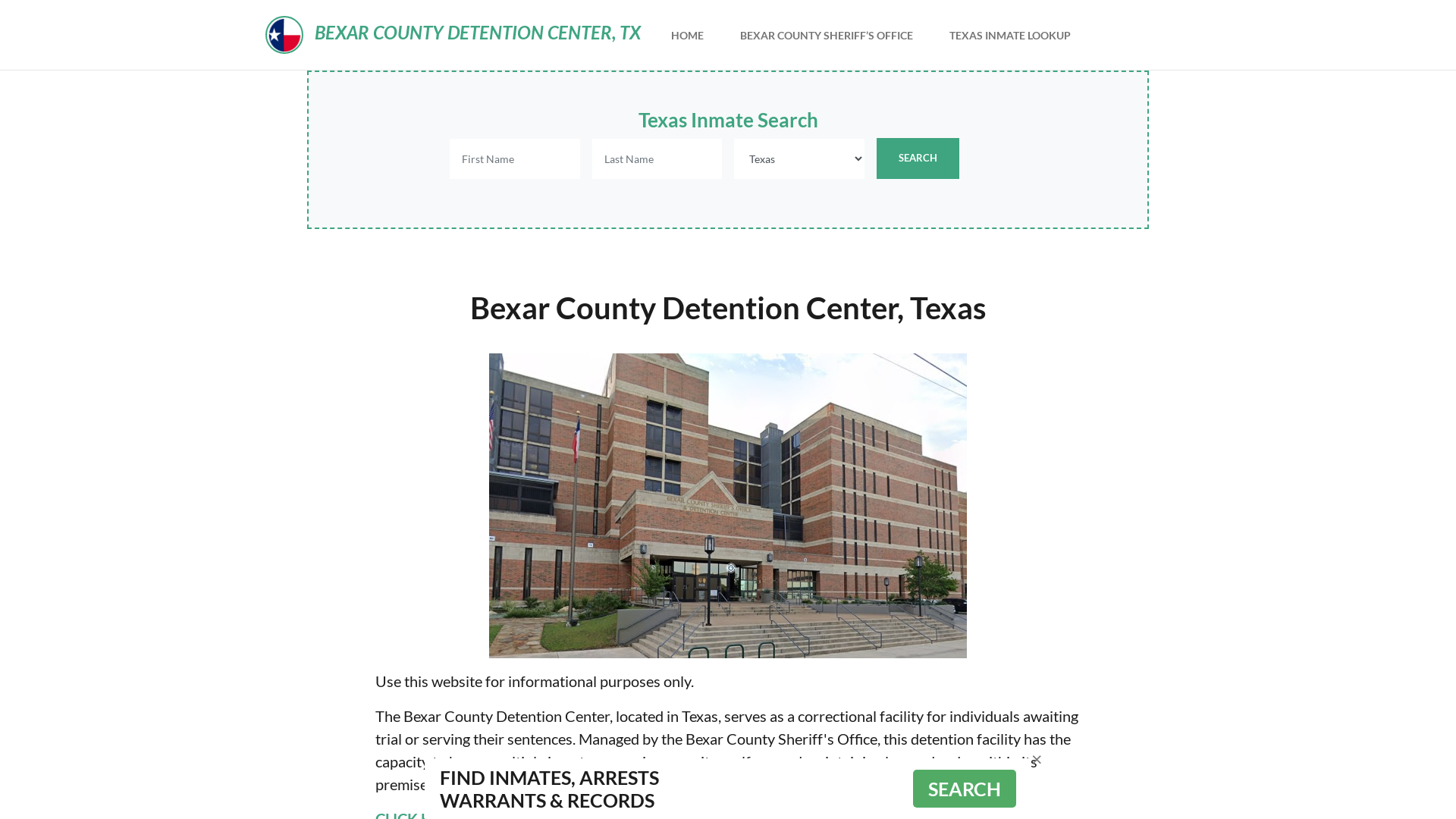 Bexar County Detention Center, TX Inmate Roster, Offender Search