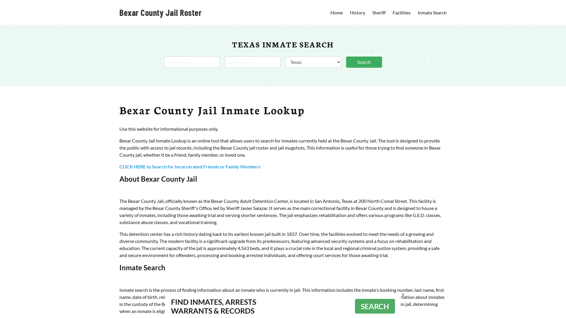 Bexar County Jail Roster Lookup, TX, Inmate Search