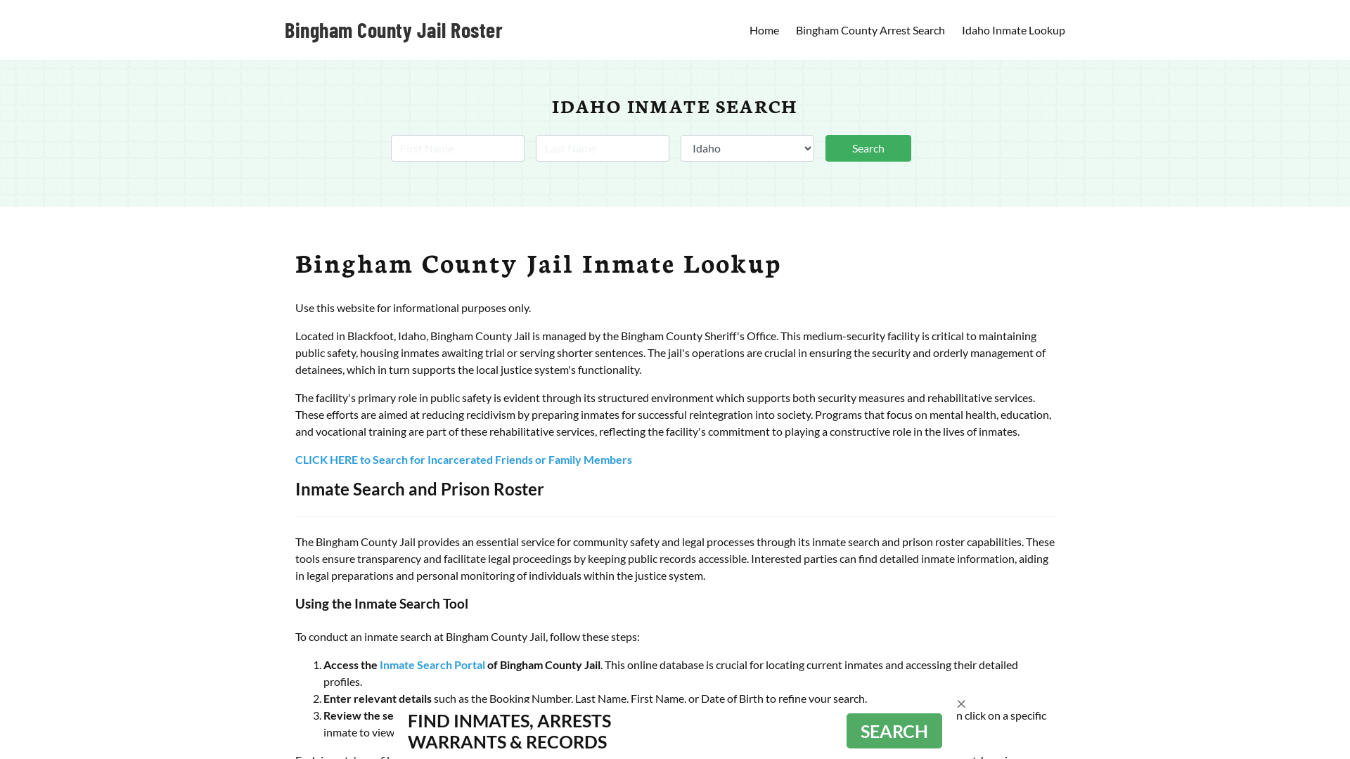 Bingham County Jail Roster Lookup, ID, Inmate Search