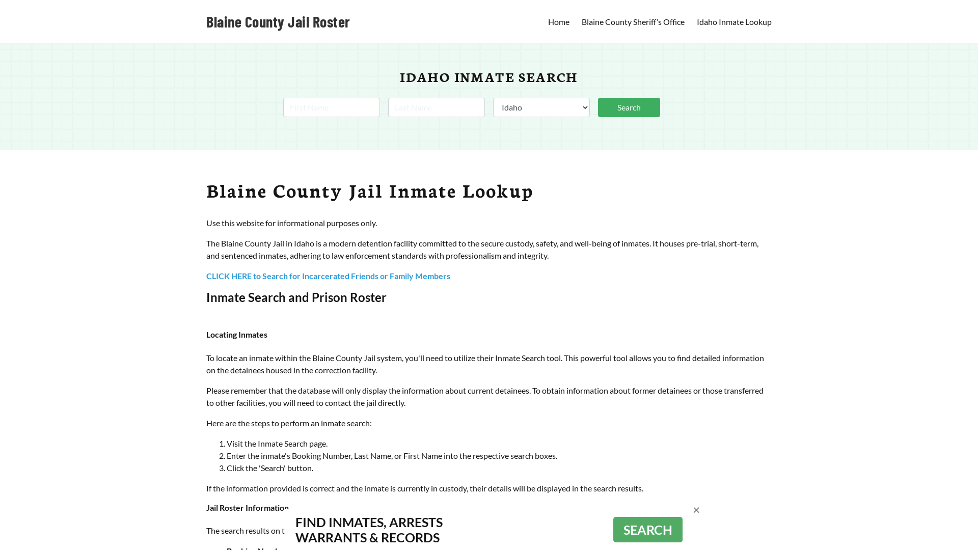 Blaine County Jail Roster Lookup, ID, Inmate Search