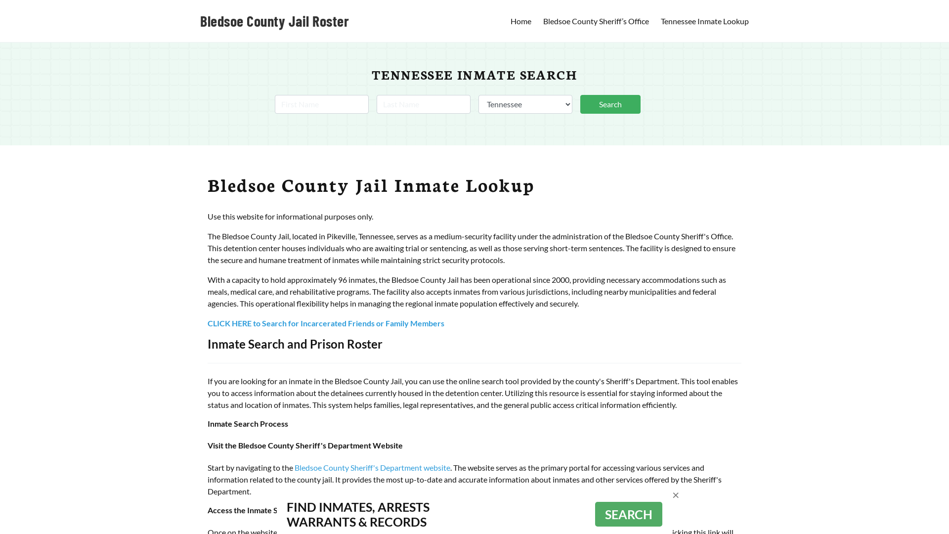 Bledsoe County Jail Roster Lookup, TN, Inmate Search