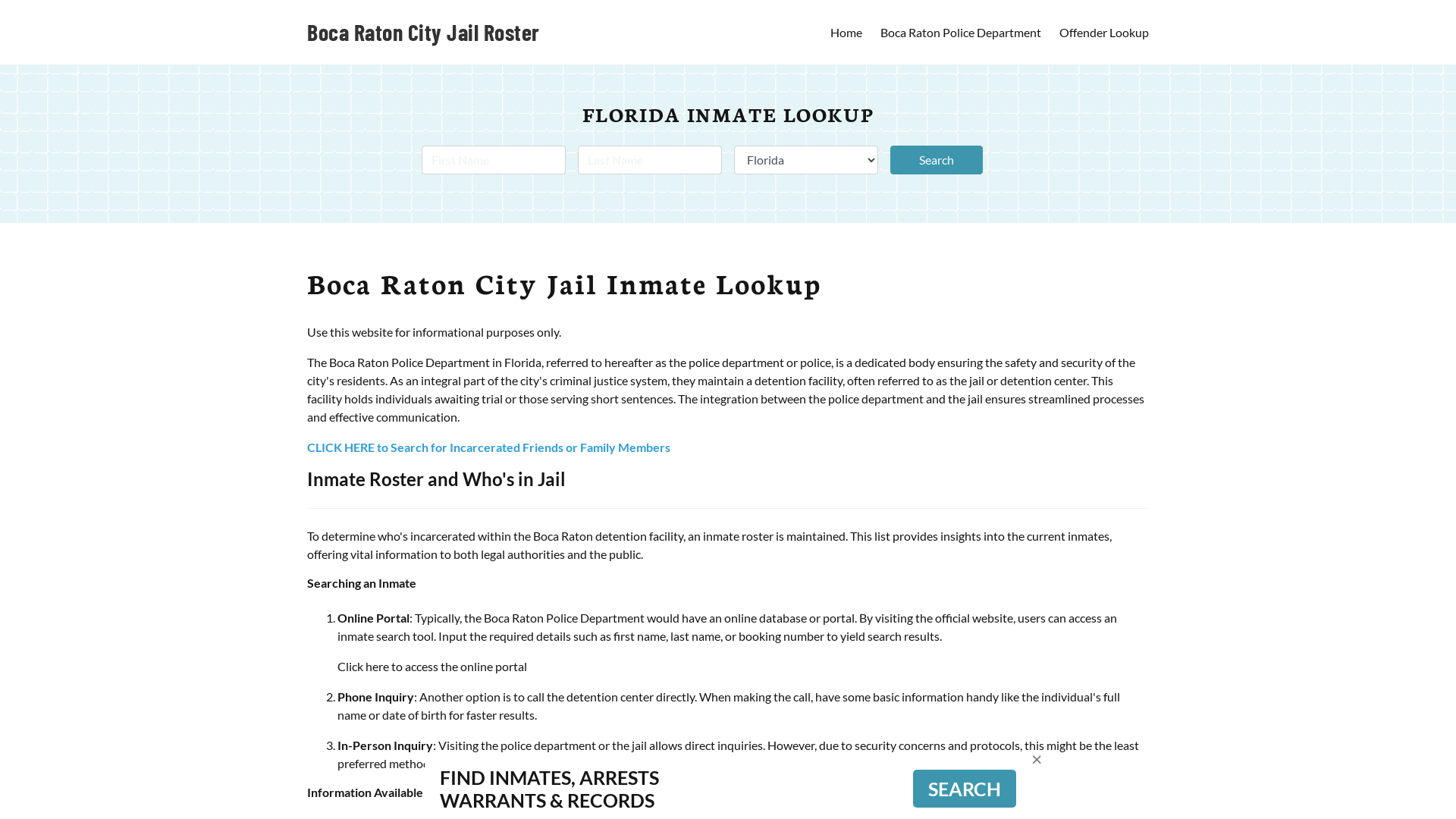 Boca Raton City Jail, FL Inmate Search, Jail Roster, Bookings