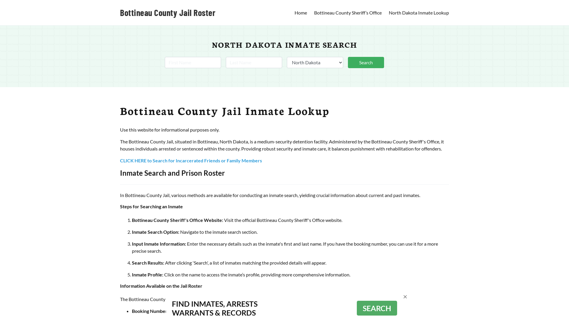 Bottineau County Jail Roster Lookup, ND, Inmate Search