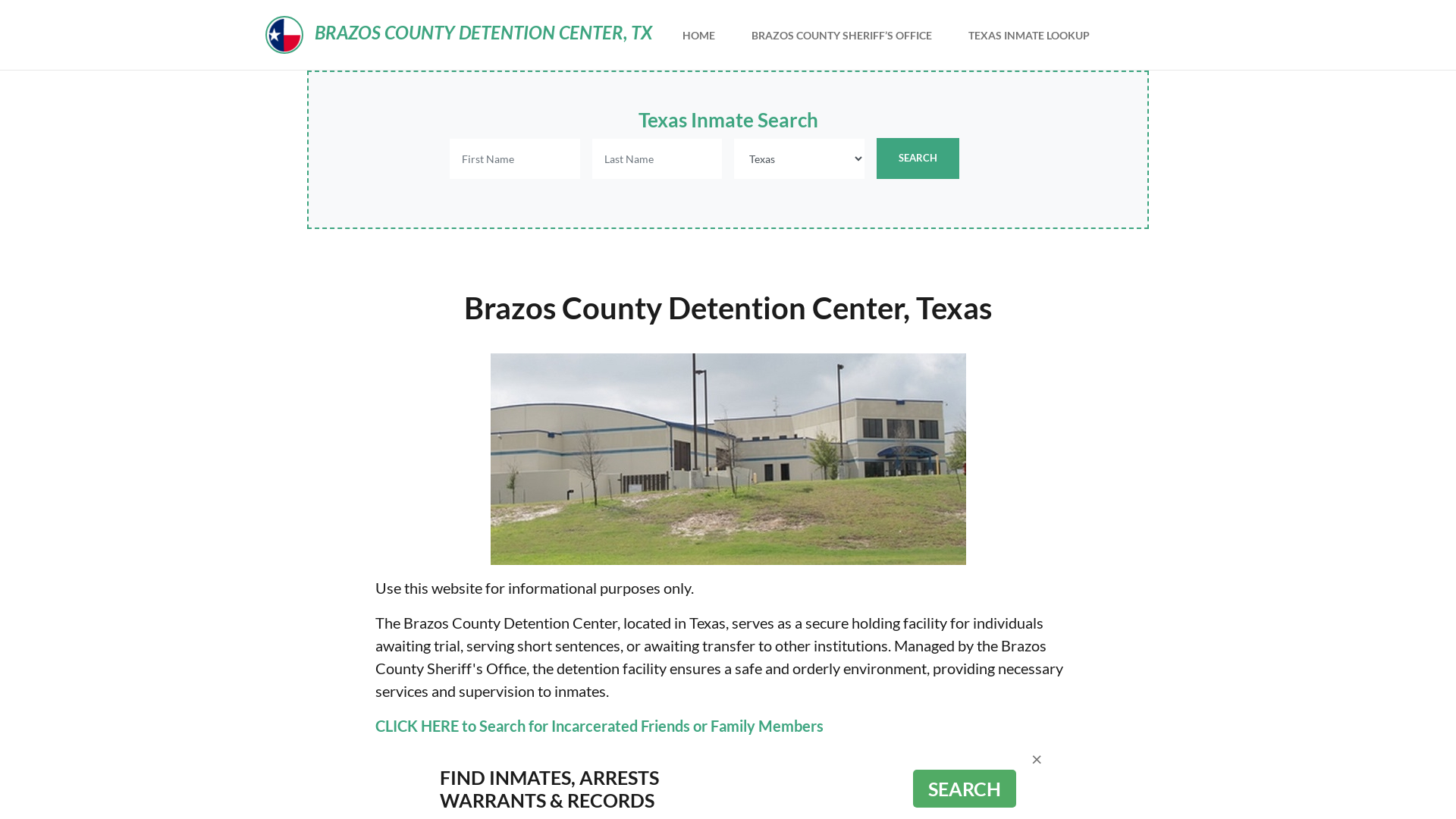 Brazos County Detention Center, TX Inmate Roster, Offender Search