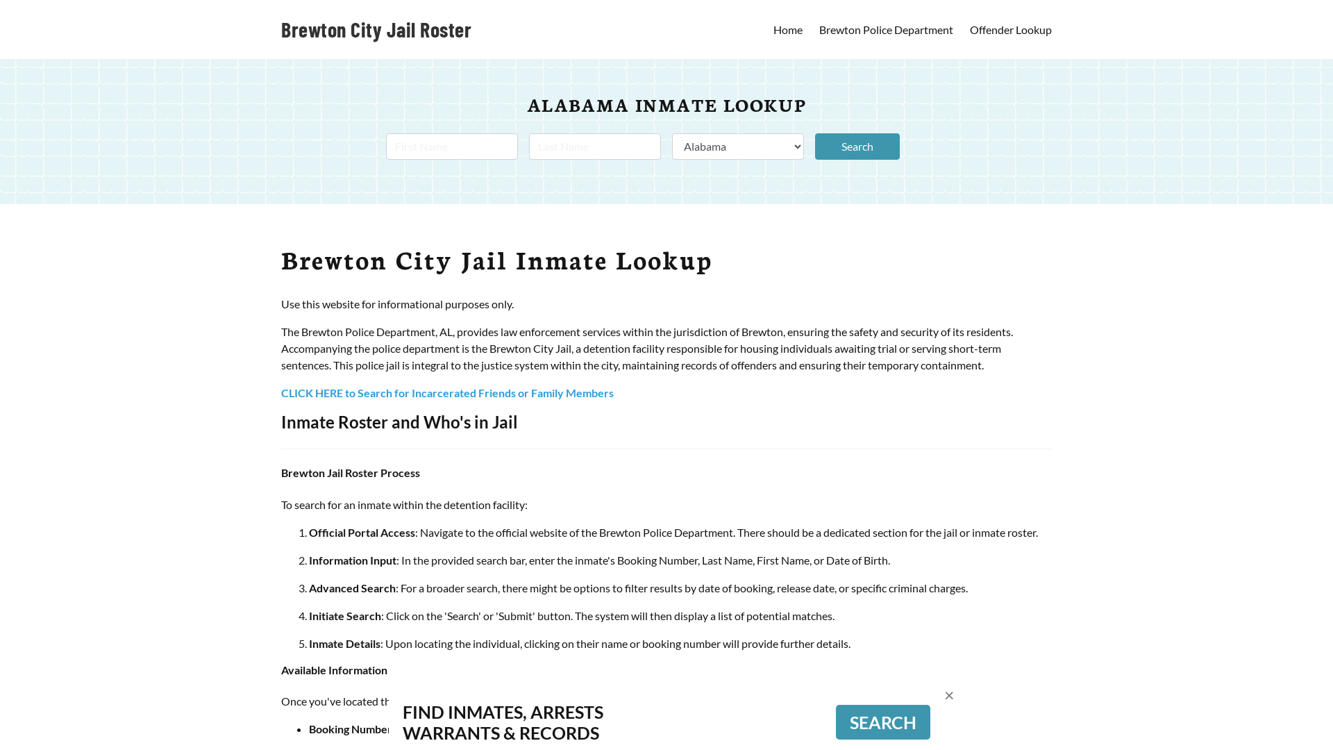 Brewton City Jail, AL Inmate Search, Jail Roster, Bookings