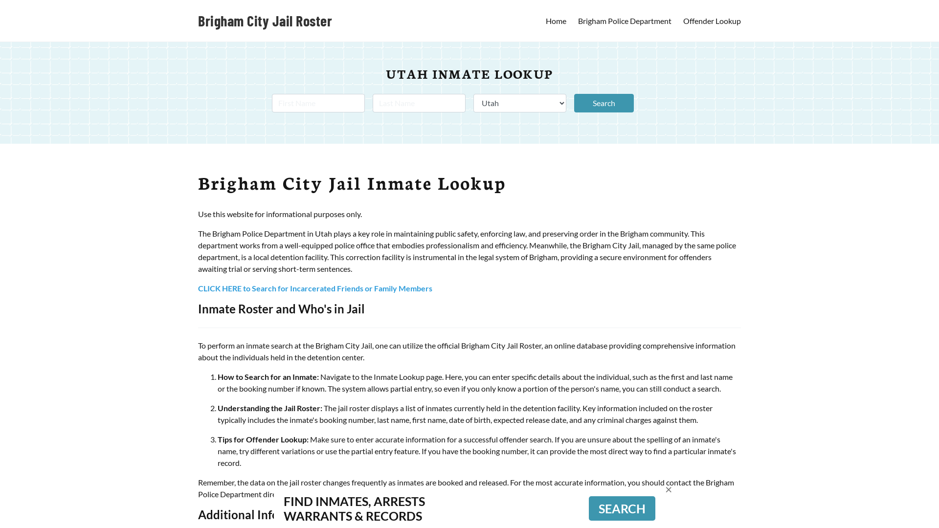 Brigham City Jail & Police Department, SC Inmate Roster, Recent Arrests, Mugshots