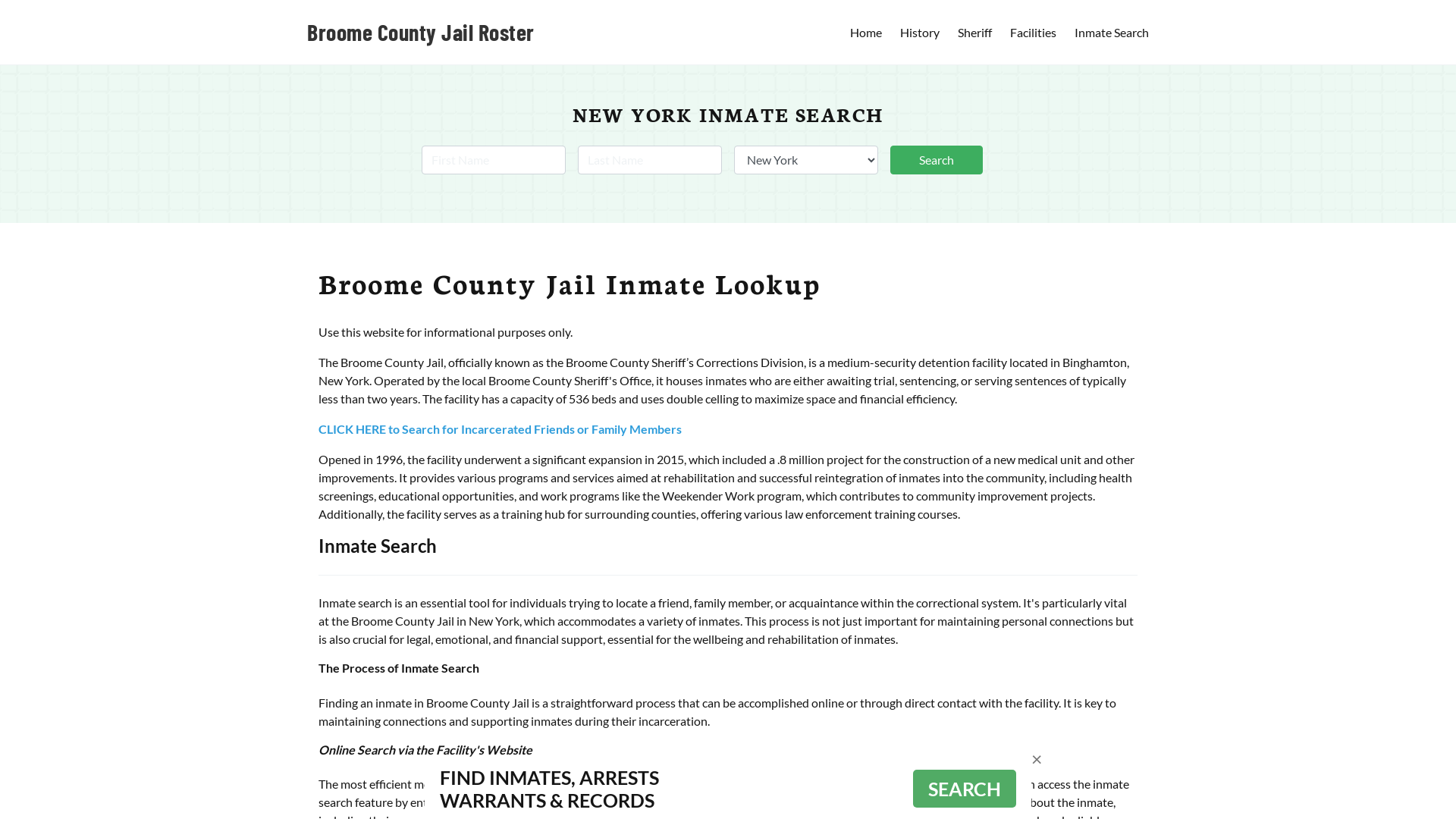 Broome County Jail Roster Lookup, NY, Inmate Search