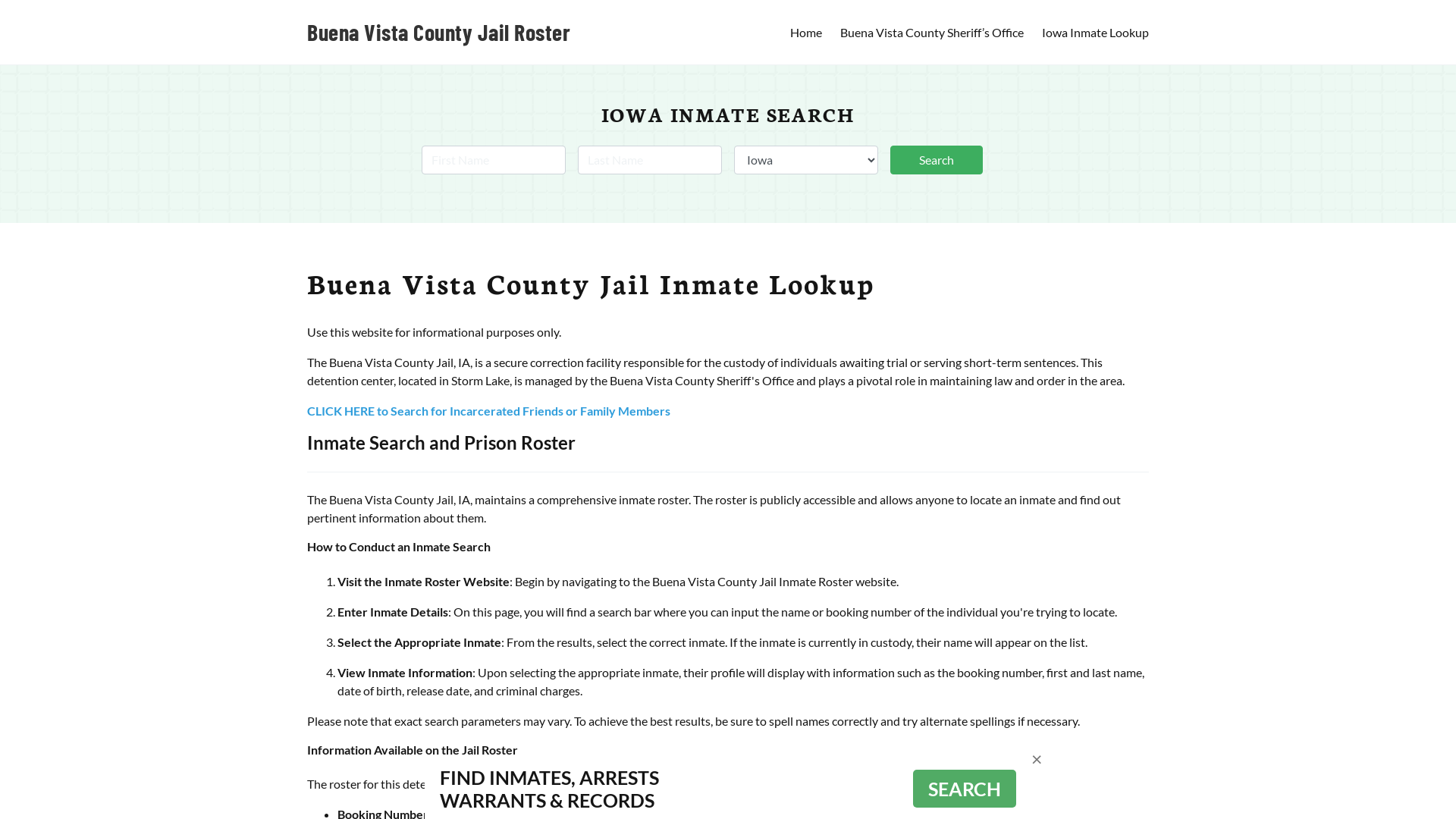 Buena Vista County Jail Roster Lookup, IA, Inmate Search