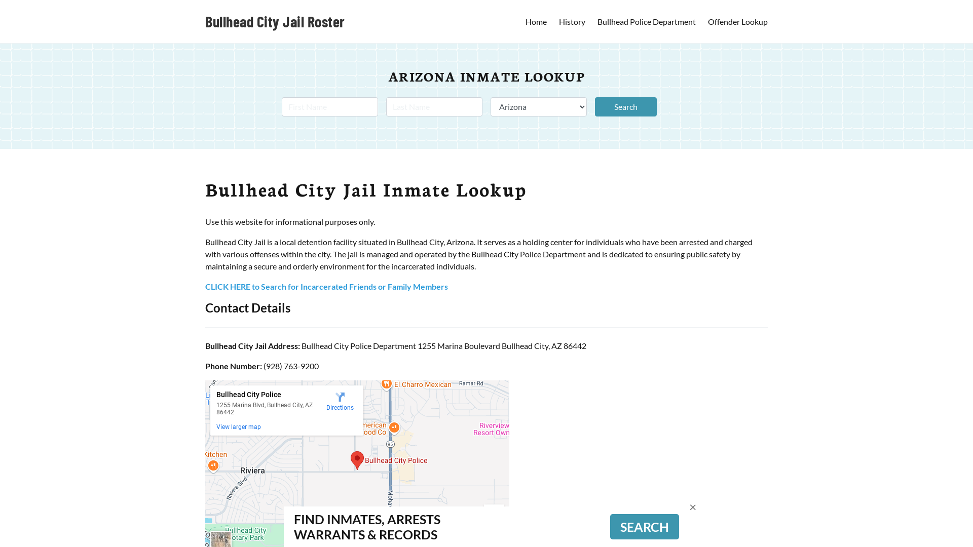 Bullhead City Jail, AZ Inmate Search, Jail Roster, Bookings