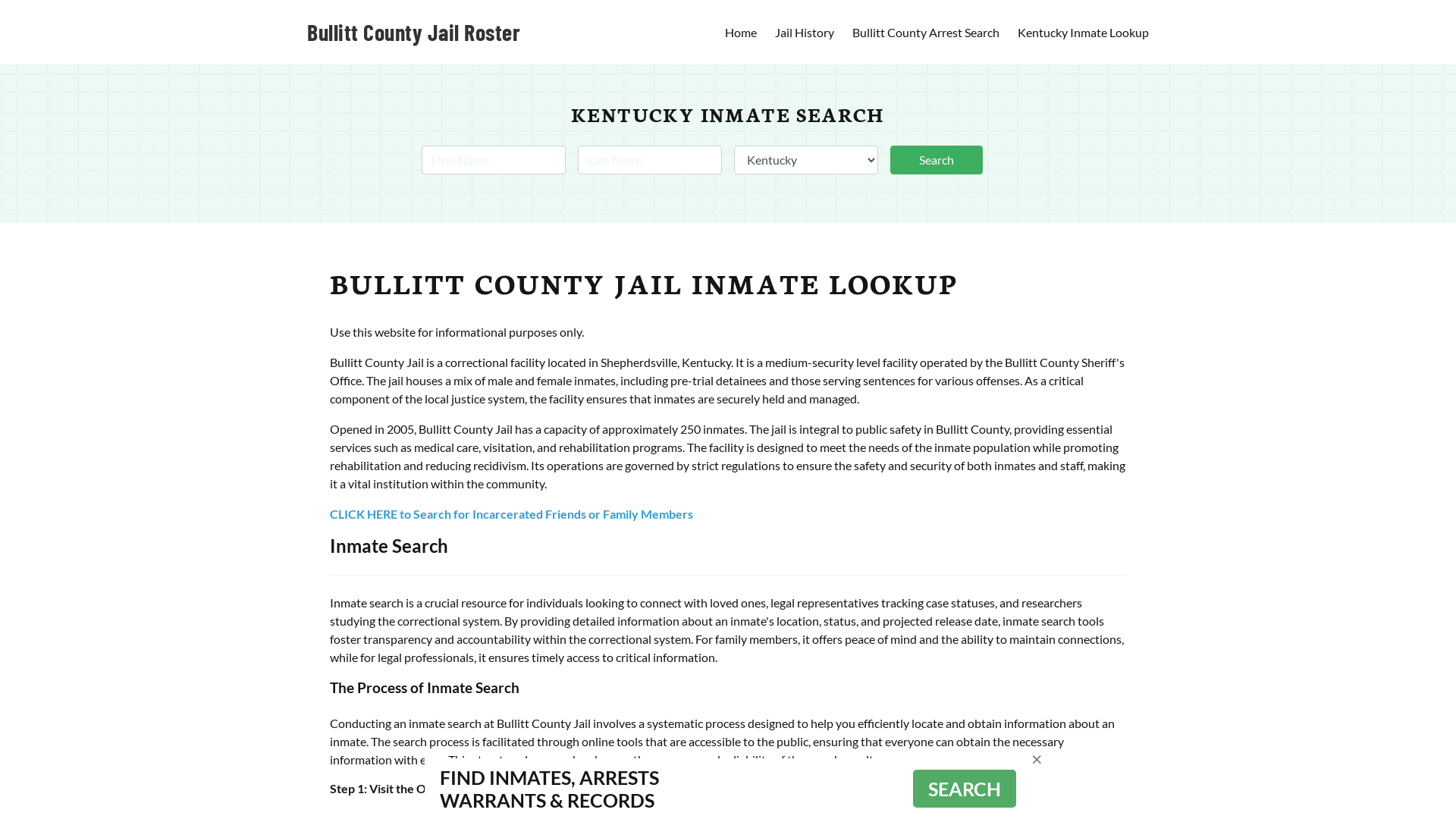 Bullitt County Jail Roster Lookup, KY, Inmate Search