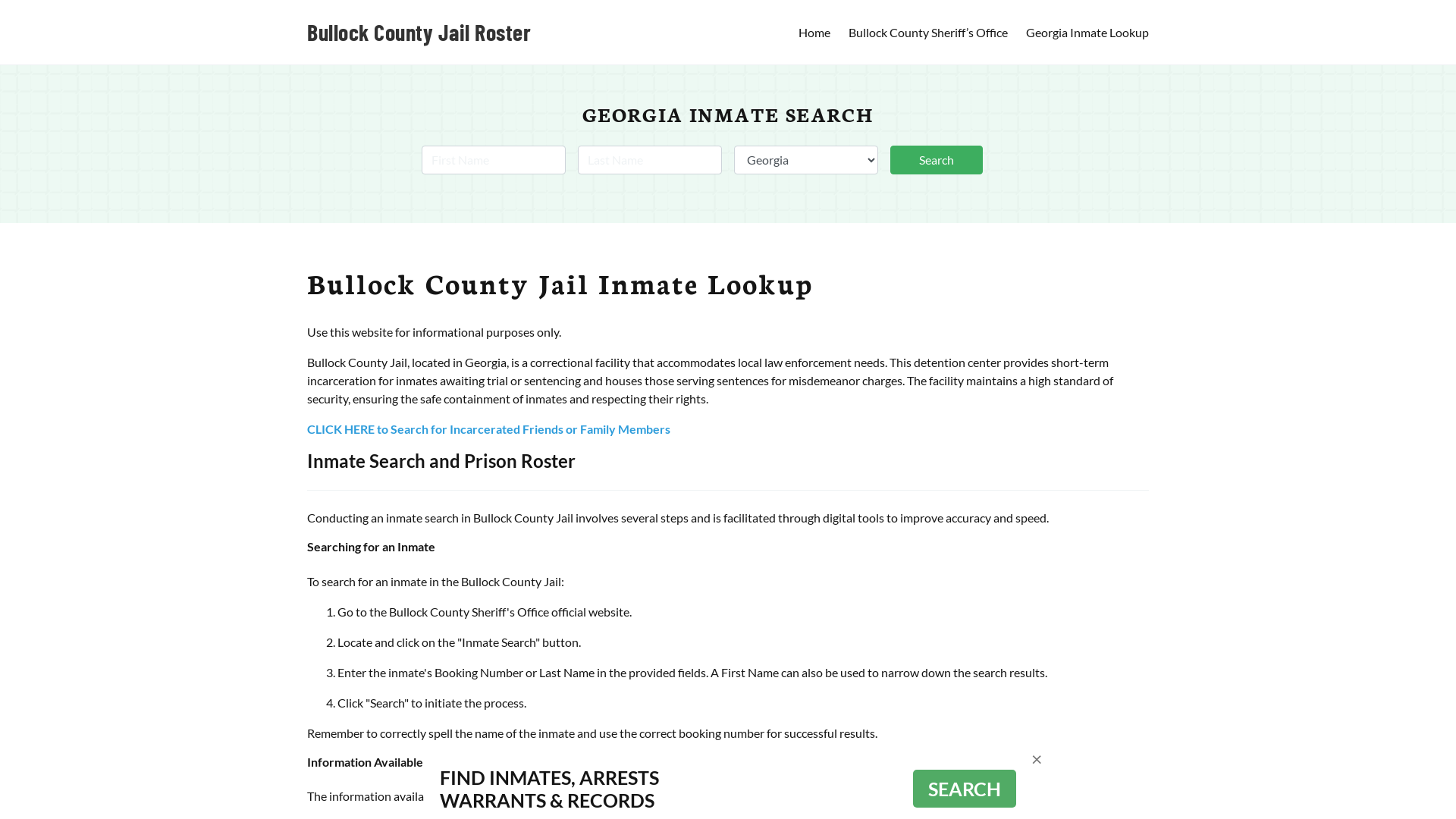 Bullock County Jail Roster Lookup, GA, Inmate Search