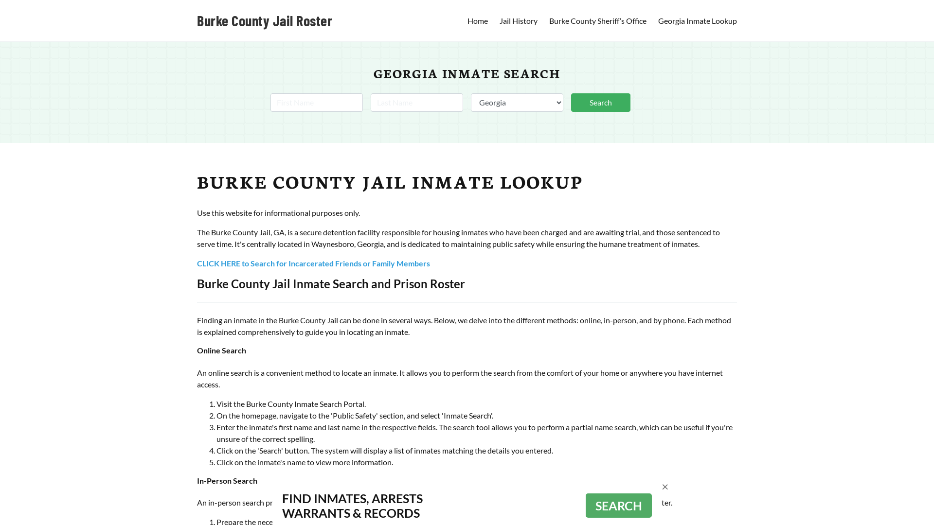 Burke County Jail Roster Lookup, GA, Inmate Search