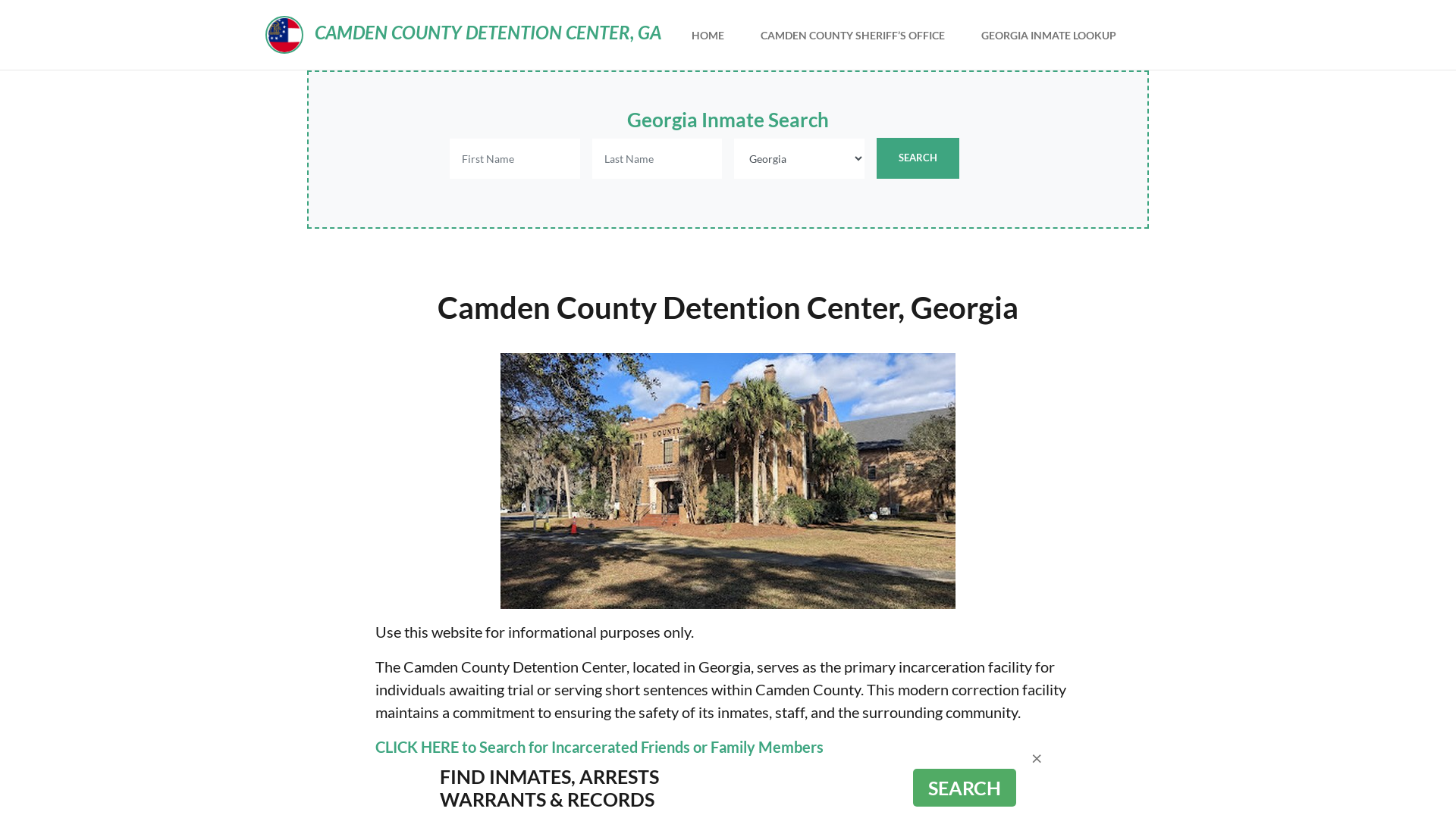 Camden County Detention Center, GA Inmate Roster, Offender Search