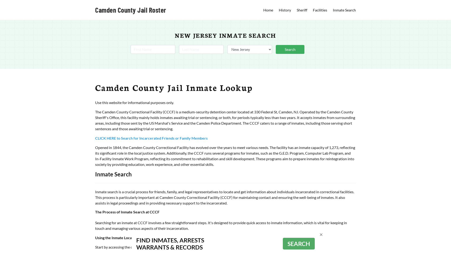 Camden County Jail Roster Lookup, NJ, Inmate Search