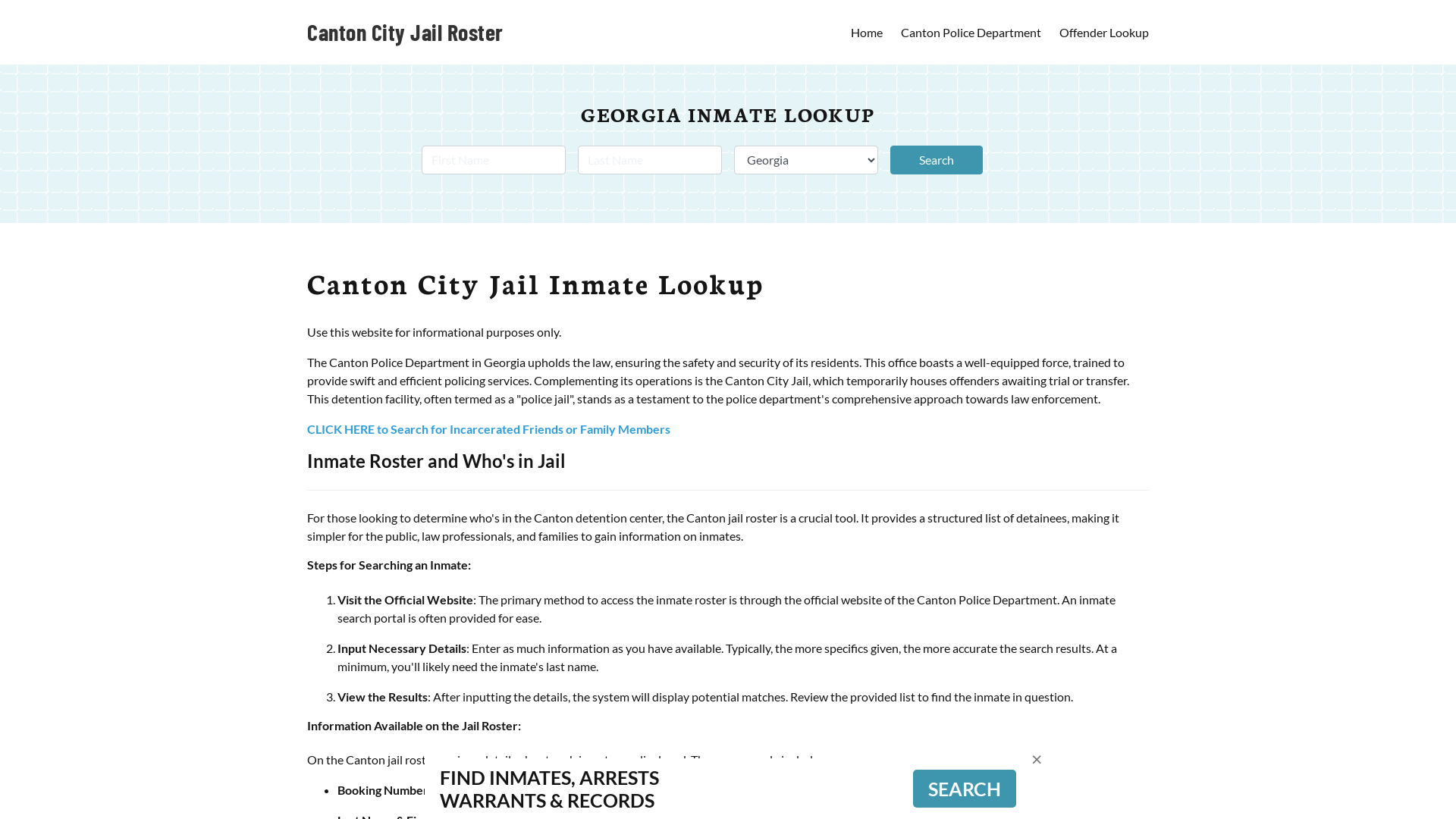 Canton City Jail, GA Inmate Search, Jail Roster, Bookings