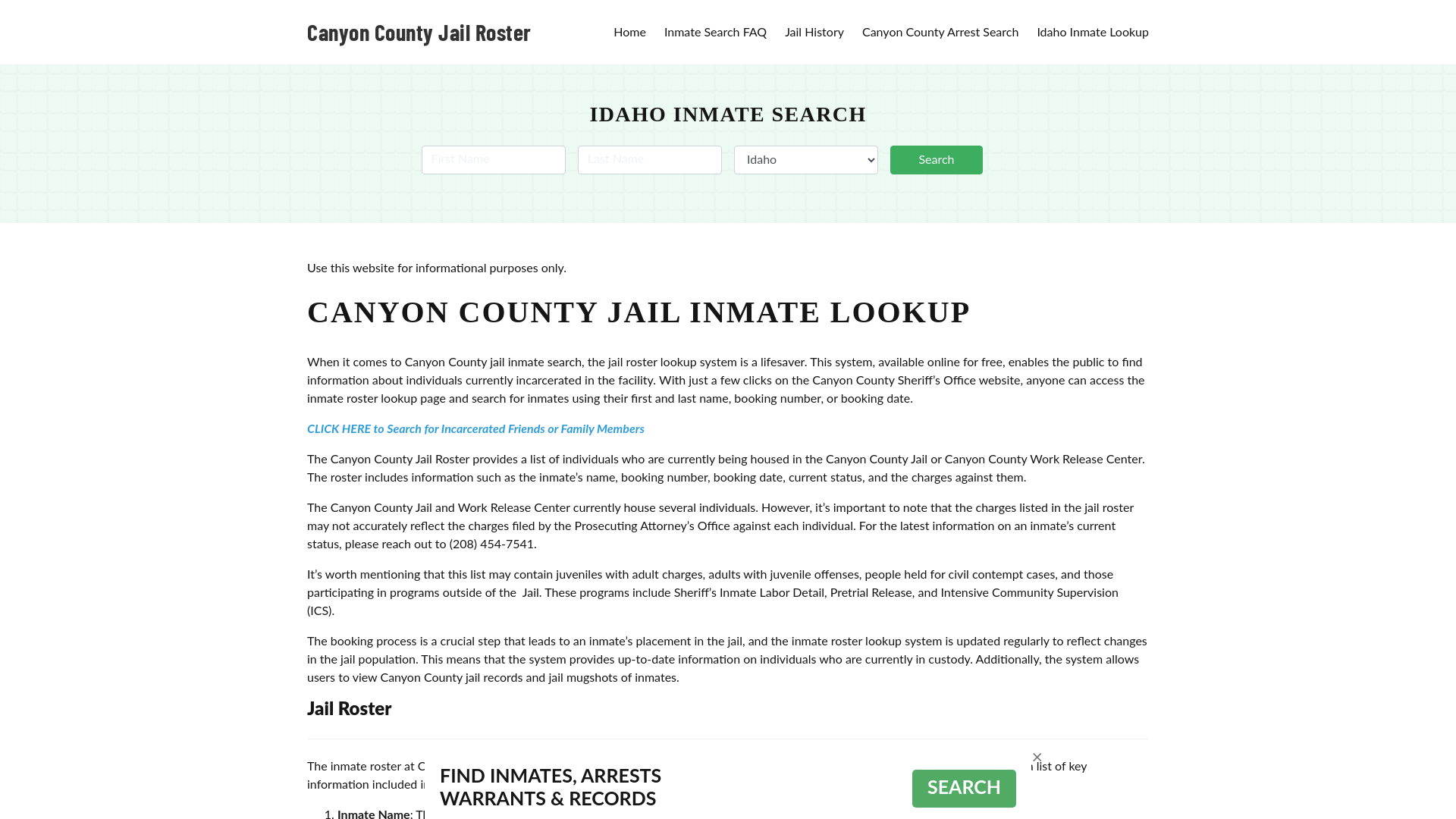 Canyon County Jail Roster Lookup, ID, Inmate Search