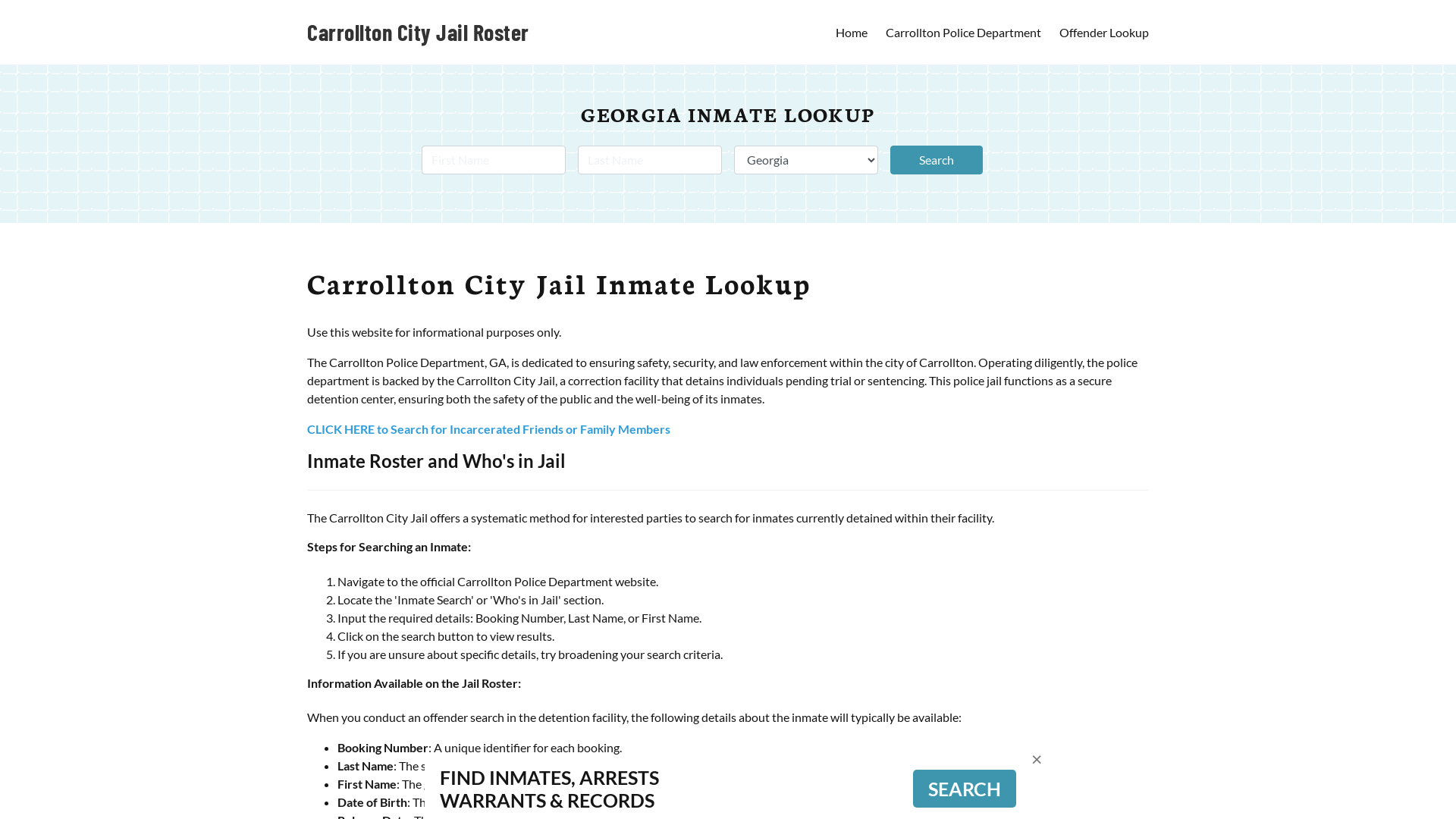 Carrollton City Jail, GA Inmate Search, Jail Roster, Bookings